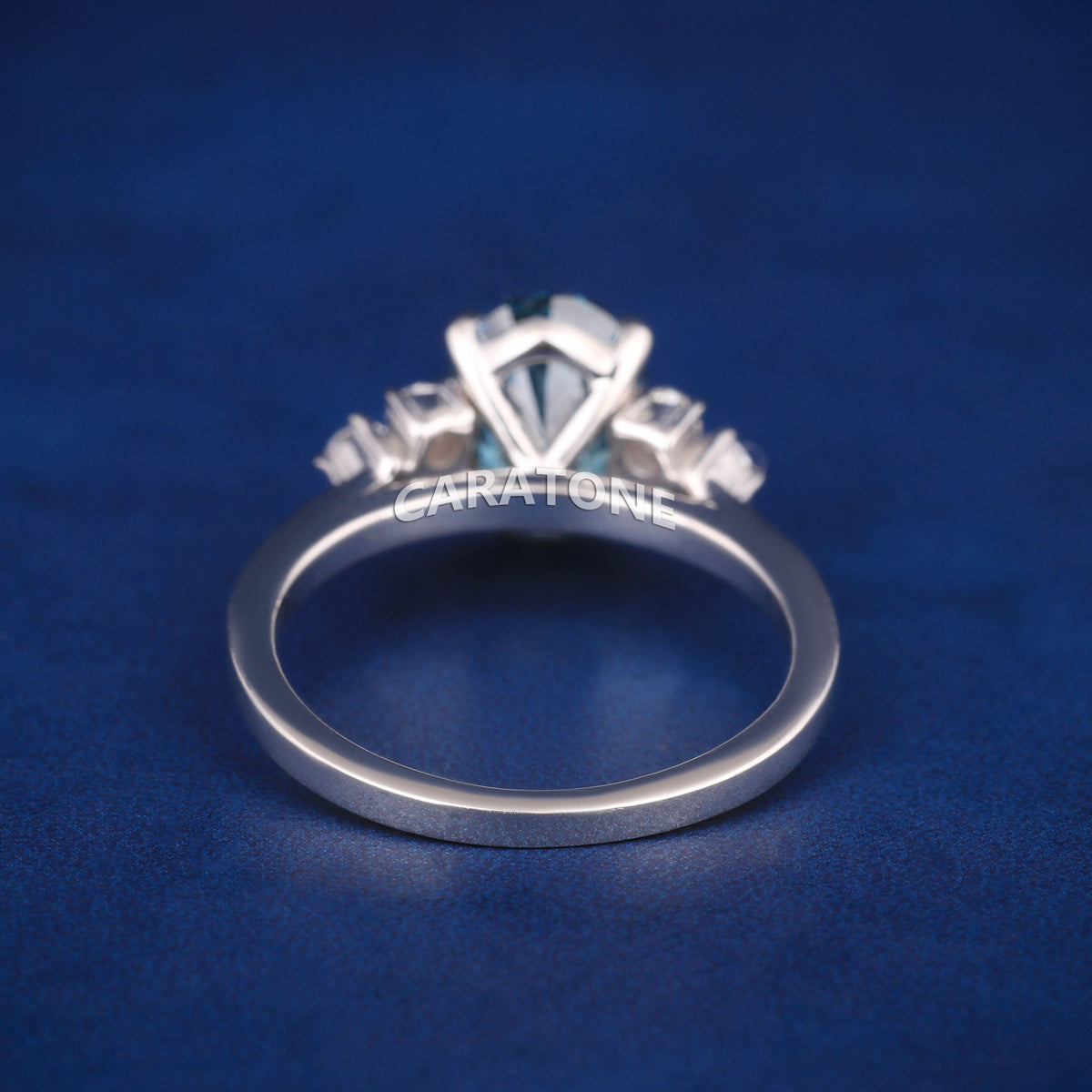 Unique Luxury Blue Gemstone Ring with Sparkling Diamond Details