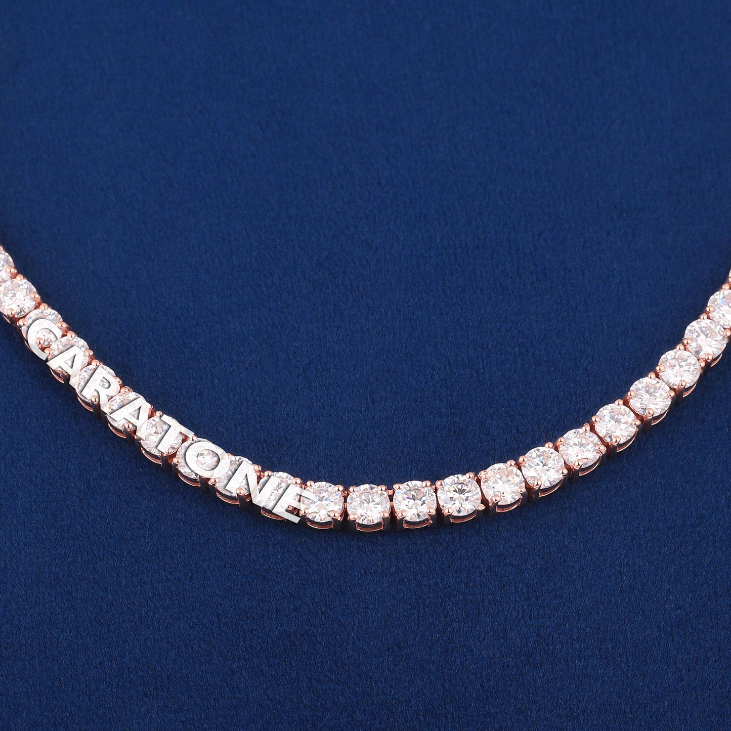 Mens Lab Grown Diamond Tennis Chain in 18 inch Rose Gold White Diamond Tennis Chain Necklaces for 4mm Diamond Tennis Chain