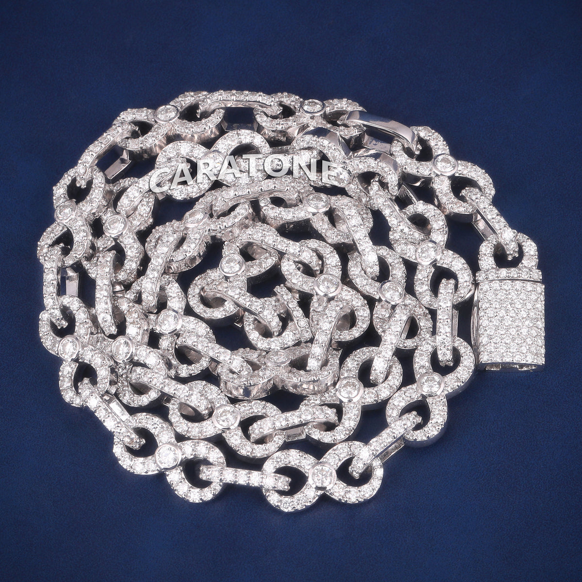 22 Inch 10 MM  Luxury White Gold Plated Iced Out Infinity Link Chain Lab Grown Diamond