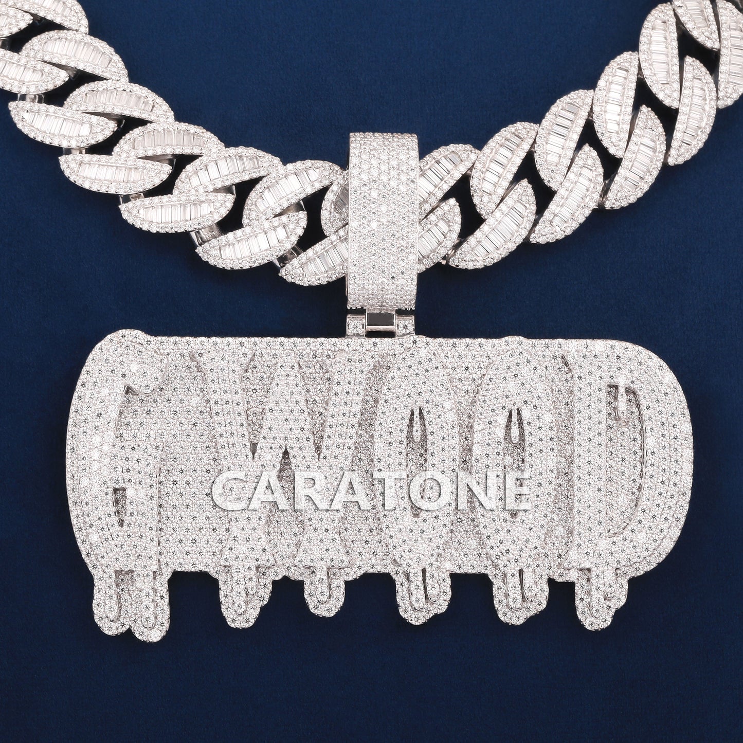 925 Sterling Silver With Lab Diamond Custom Chain With Pendant