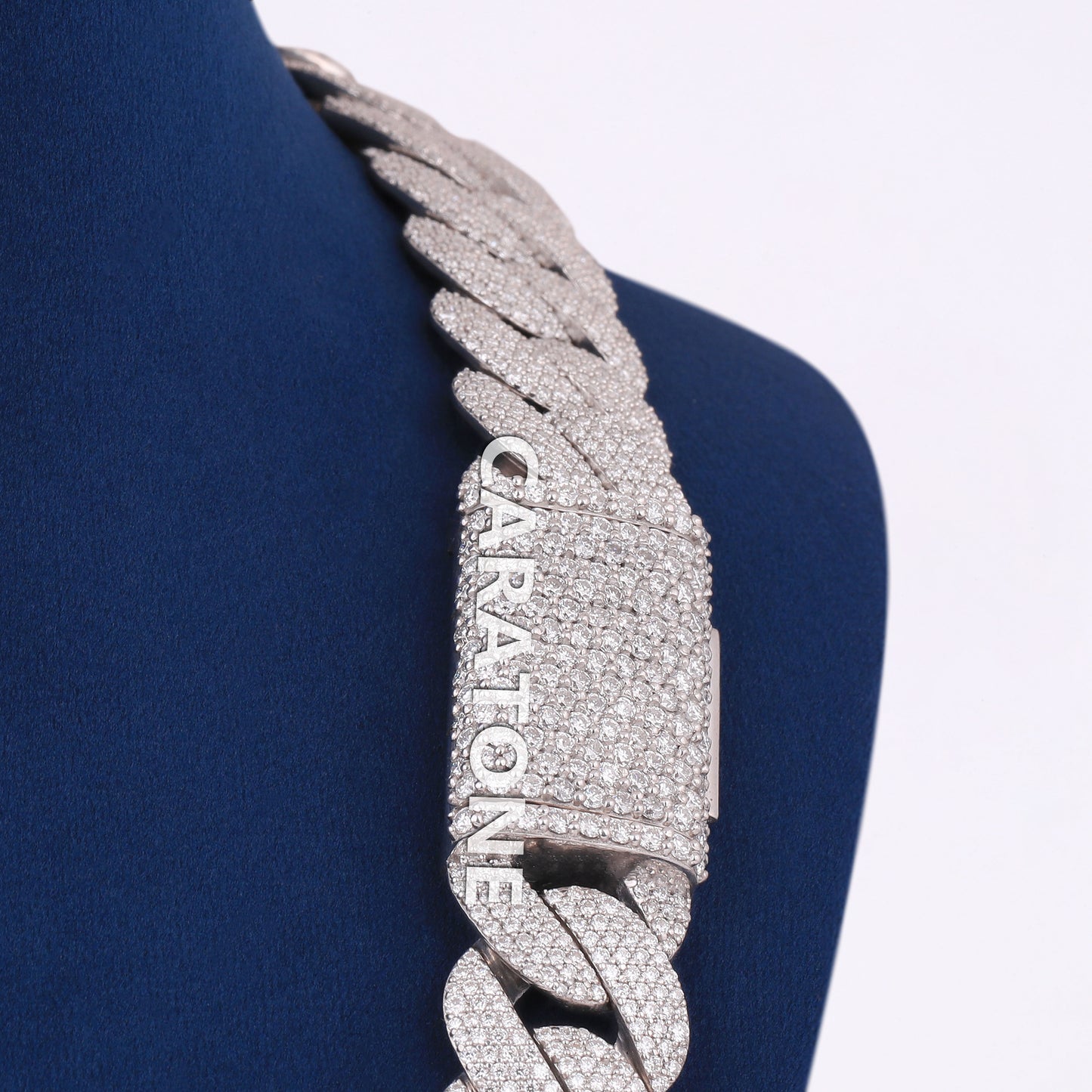 Silver Iced Out Cuban Link Chain 24 inch 18mm Fully White Diamond Miami Customized Chains Rappers Necklaces