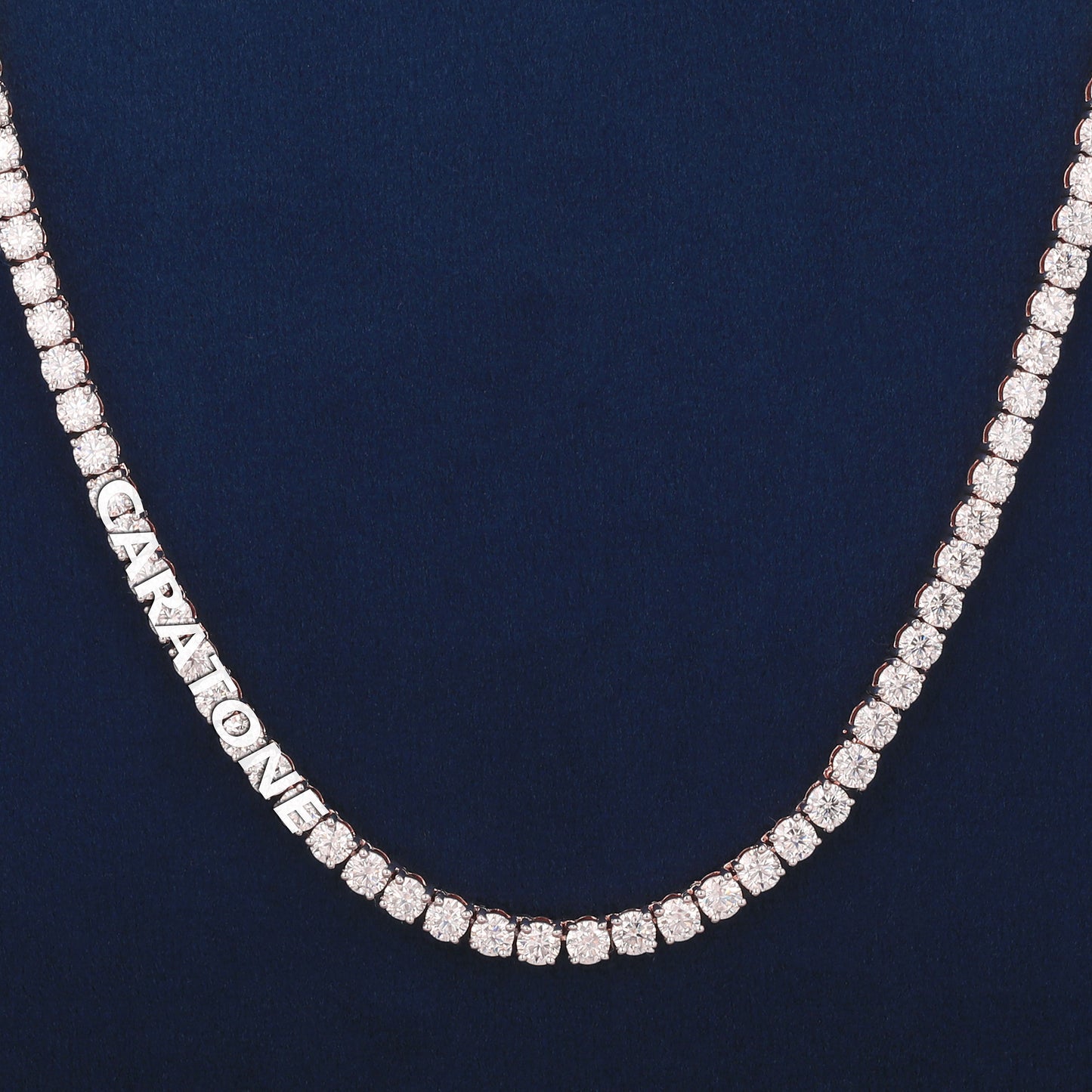 24 Inch 3mm Rose Gold Diamond Tennis Chain Necklace Celestial Ice Collection
