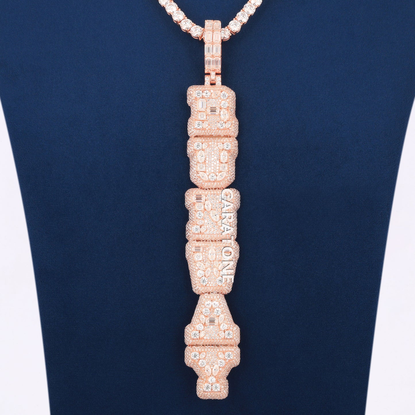 14KT Yellow Gold Tennis Neckalce With Custom Letter Pendant