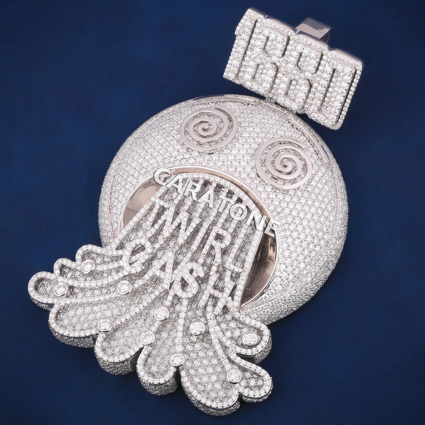 Custom logo hip hop full iced out 925 sterling silver lab diamond pendant