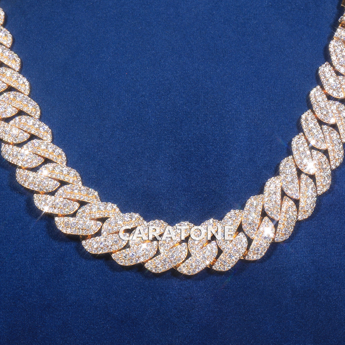 24 Inch 10 MM Custom Iced-Out Cuban Chain Yellow Gold Tone