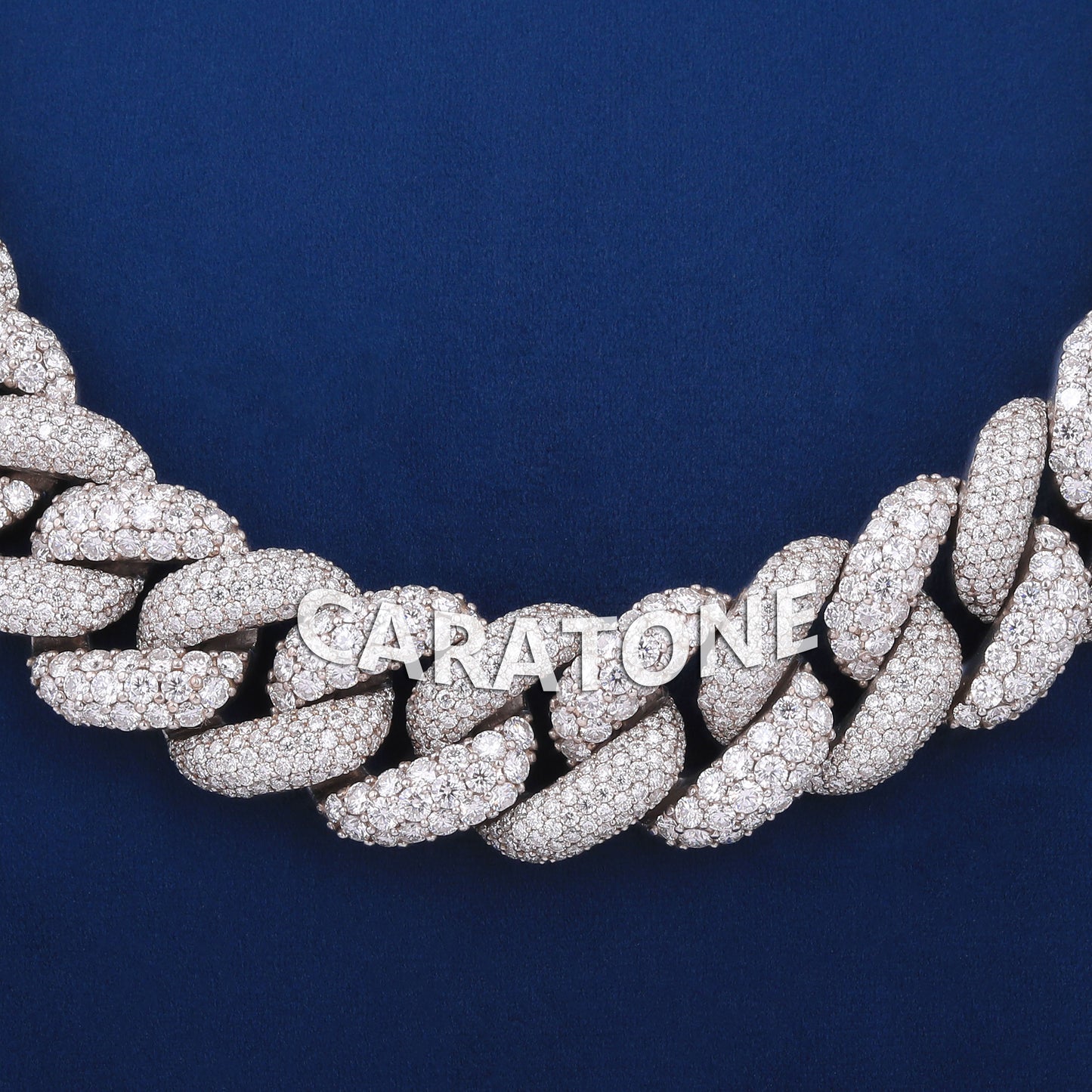 28 Inch 30mm Mosaic Setting Diamond Custom Rapper Mens Cuban Link Chains in Silver Iced Out Luxury Chains