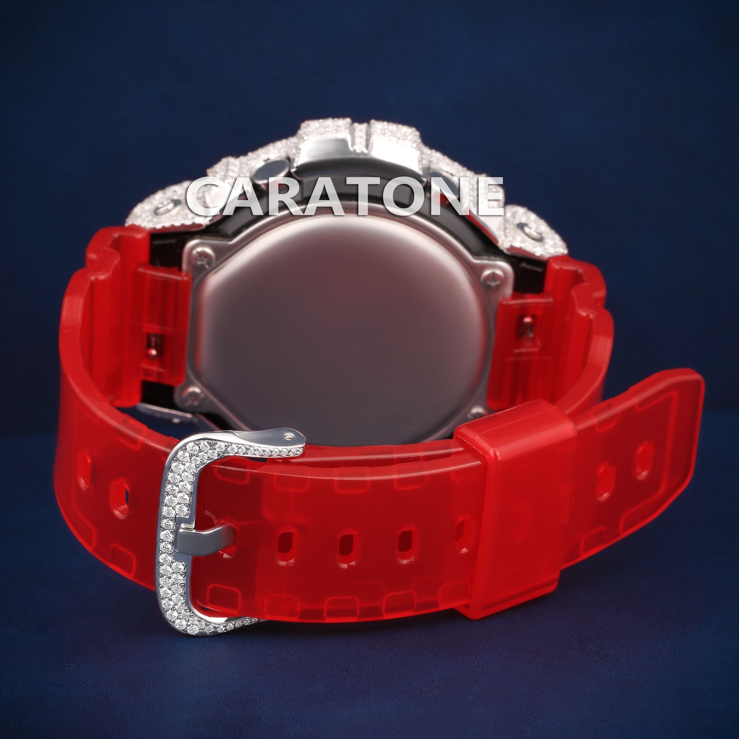 Half iced out without dial Hip hop digital Analog branded watch with Red Band