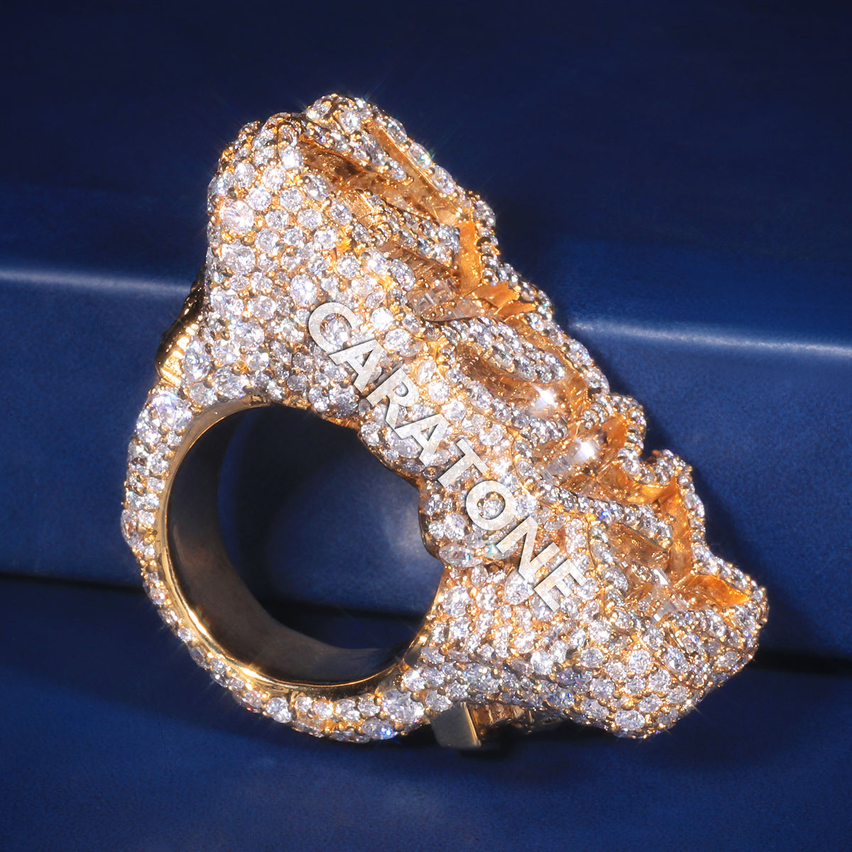 Custom Hip Hop Diamond Statement Ring with Mixed Round and Baguette Cut Stones