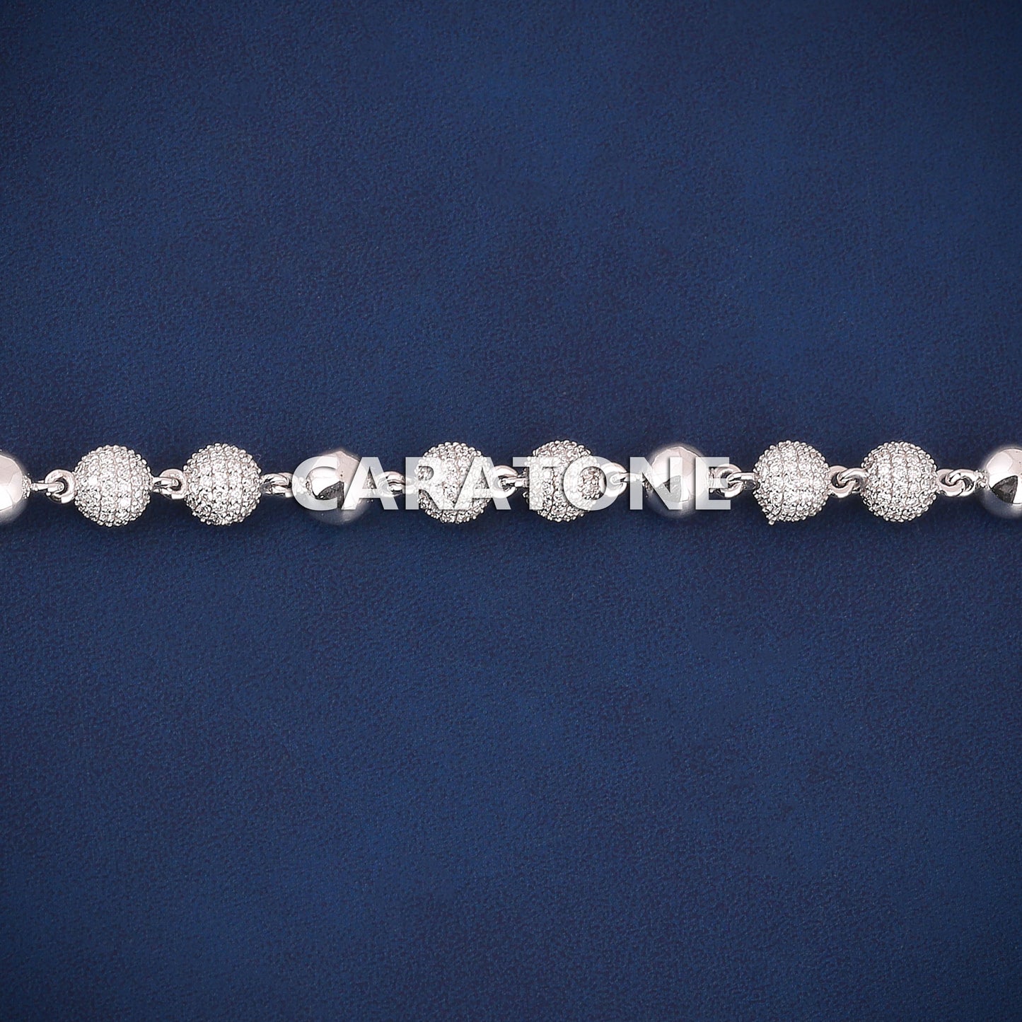 6 Inch 5.5mm Silver Diamond Round Ball Bracelet Iced Out Bead Design for Men & Women
