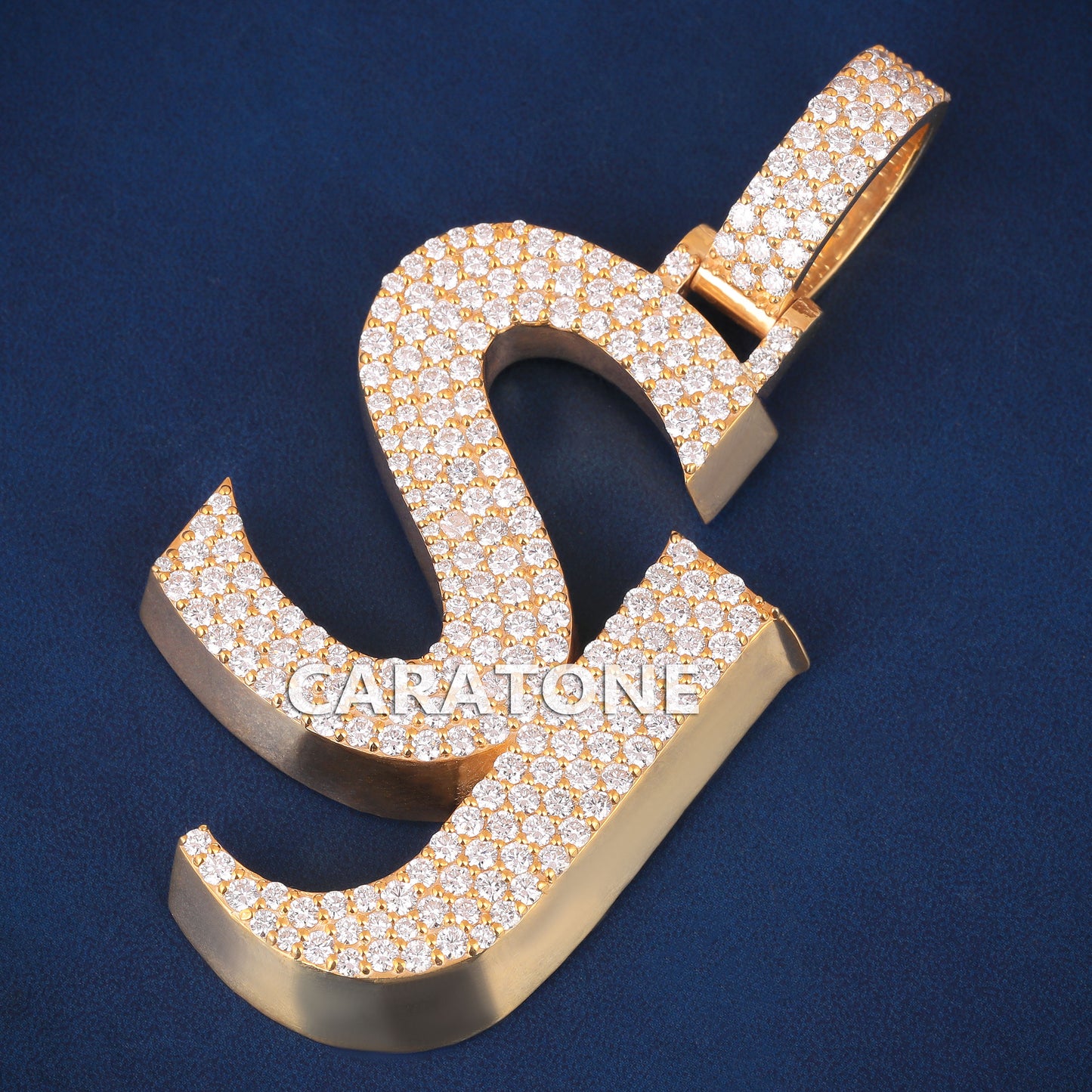 Personalized Custom 14kt Yellow Gold Pendant for Mens Full Iced Out VVS Diamond Gold Pendants Necklaces
