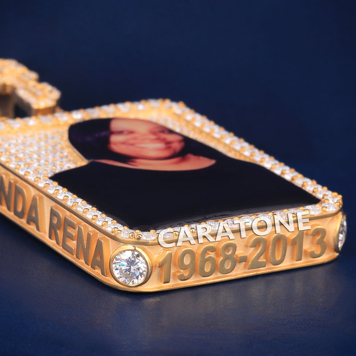 Custom Iced Out Photo Memorial Pendant with Lab Grown Diamonds