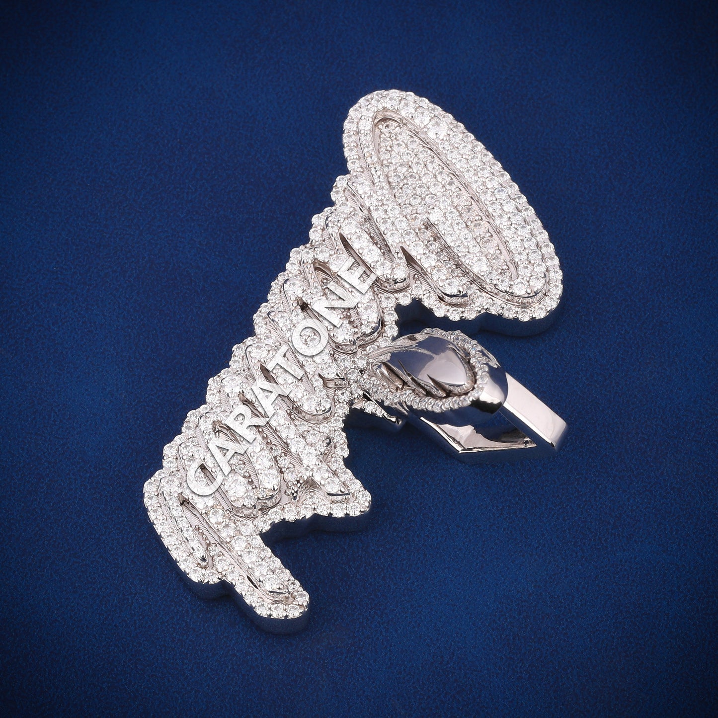 14kt white gold lab diamond pendant for men