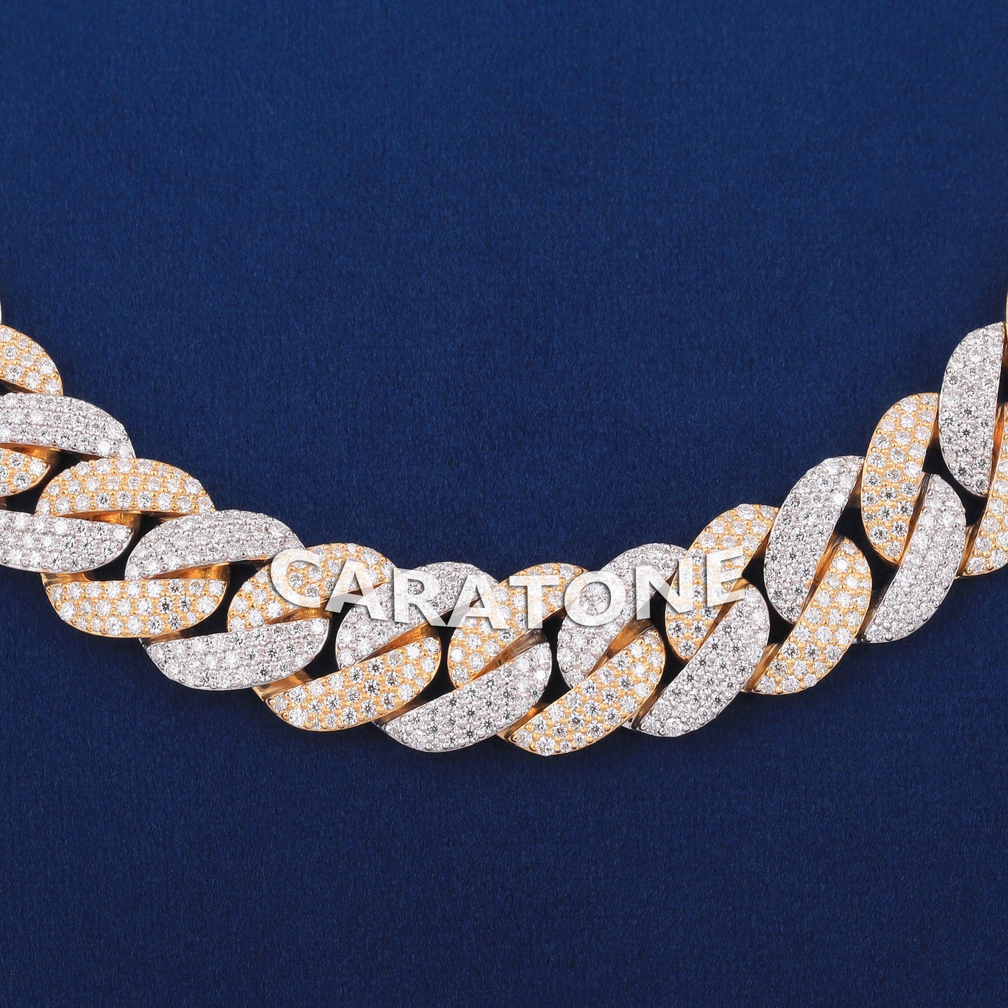 22 inch 14mm Two Tone Silver Yellow 14k gold Moissanite Cuban Link Chain Biggest rapper Chains