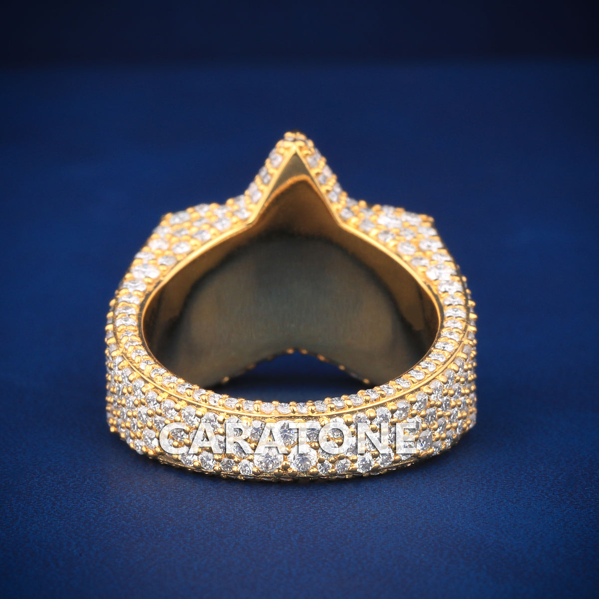 Custom 3D Five-Point Star Diamond Statement Ring in Yellow Gold Finish