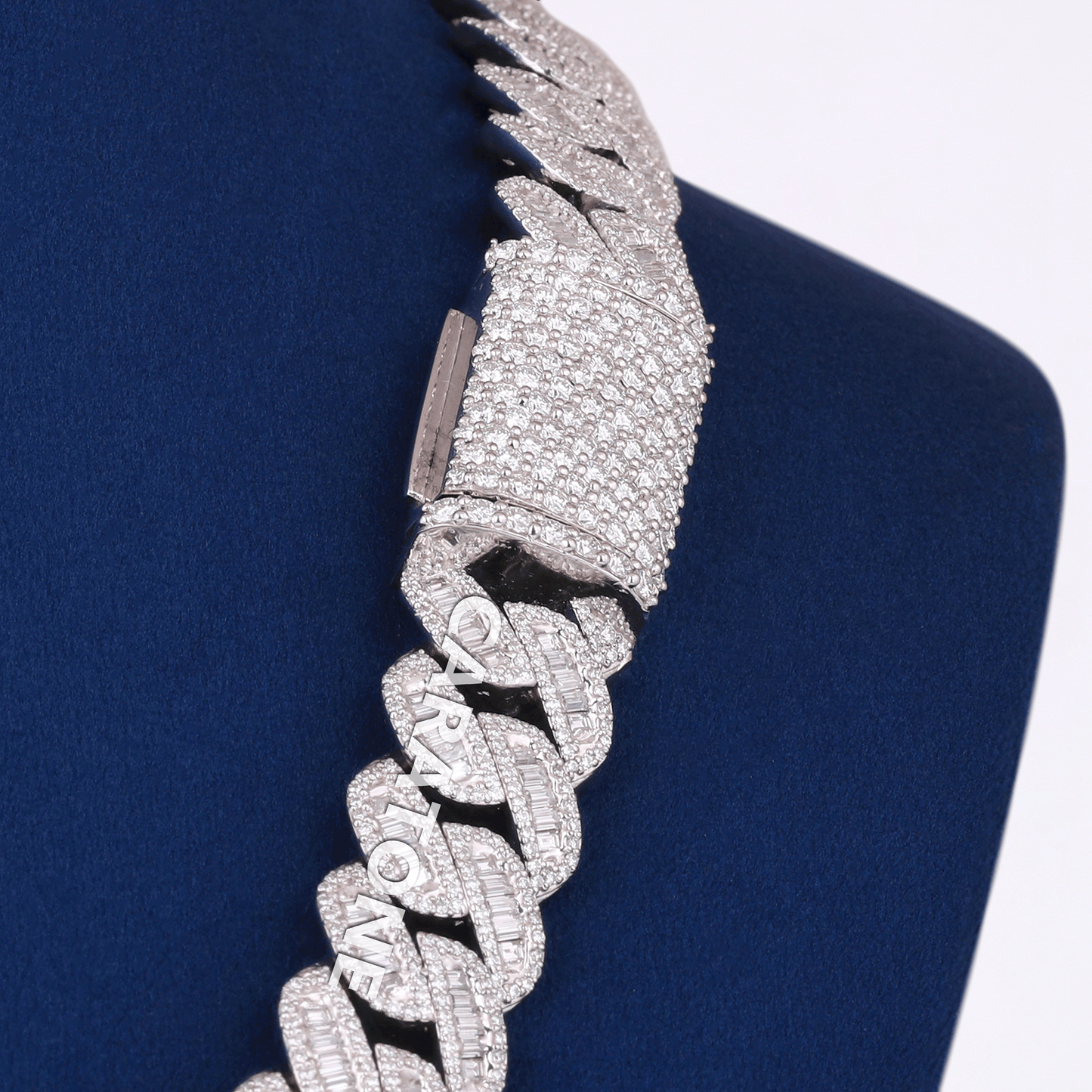 Full Iced Letter Pendant With Chain In 925 Sterling Silver With Lab Diamond