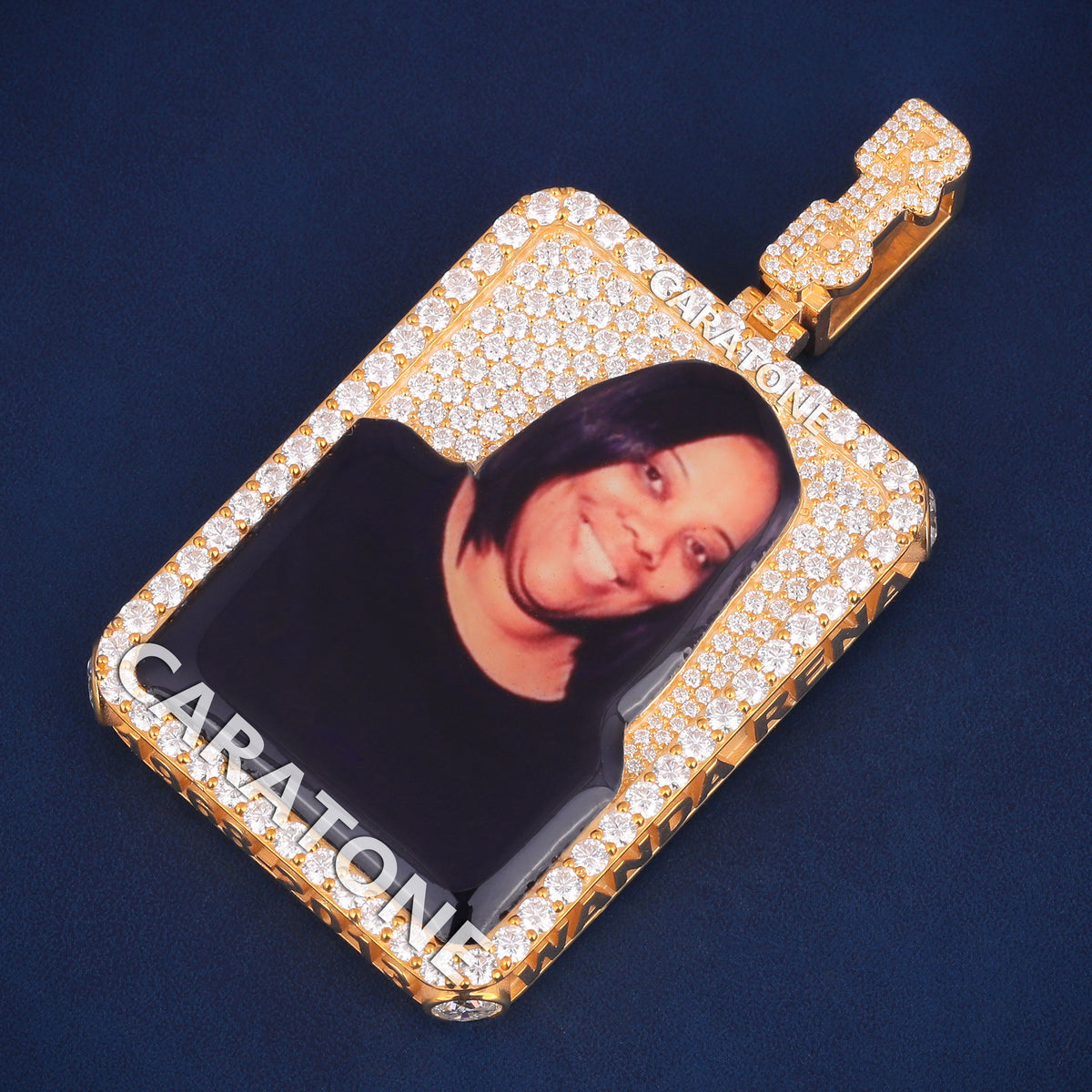 Custom Iced Out Photo Memorial Pendant with Lab Grown Diamonds