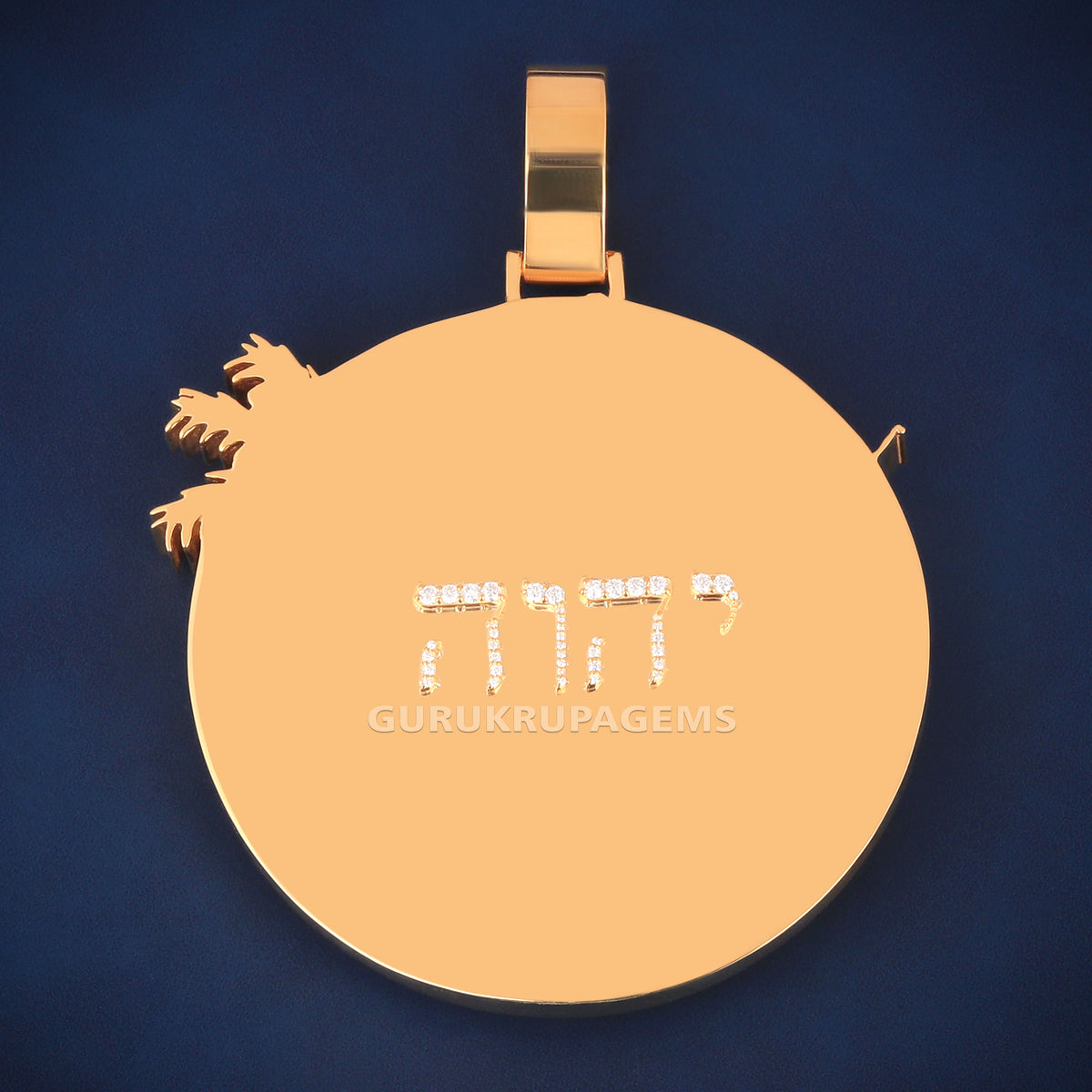 Custom Yellow Gold Beach Scene Hip Hop Pendant with Lab Grown Diamonds