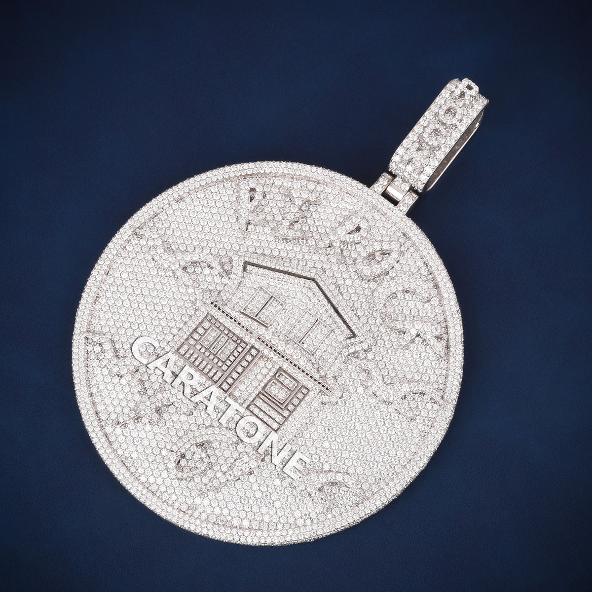 Custom Iced Out House Logo Round Hip Hop Pendant with Lab Grown Diamonds