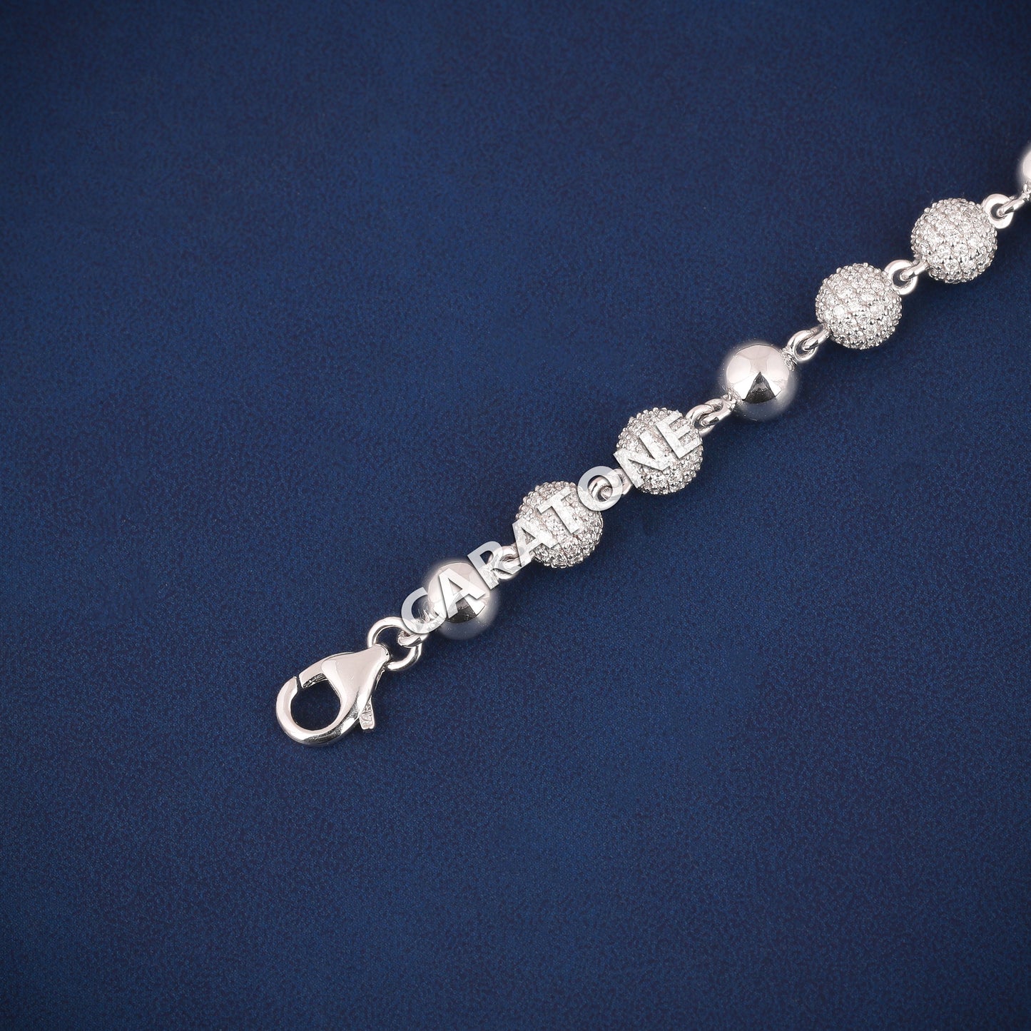 6 Inch 5.5mm Silver Diamond Round Ball Bracelet Iced Out Bead Design for Men & Women