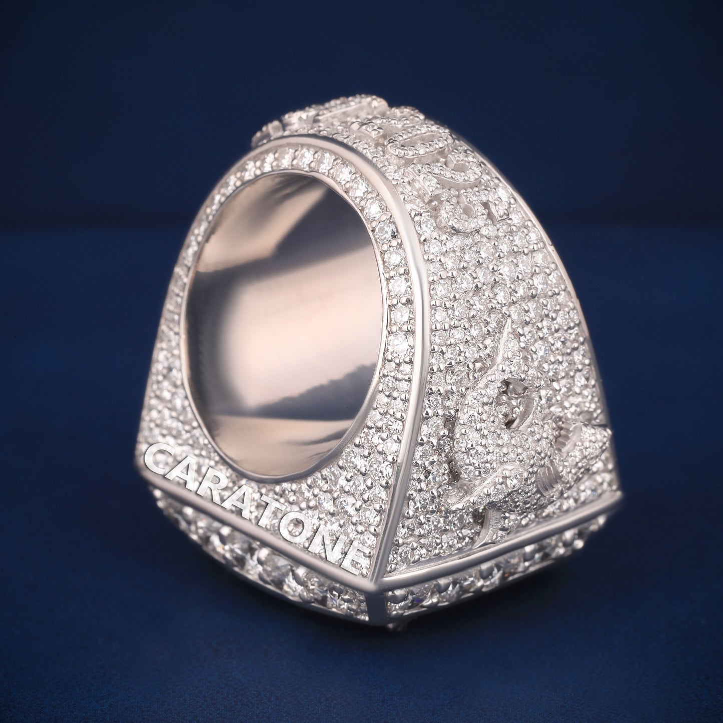 Customise hip hop ring in silver d vvs diamonds