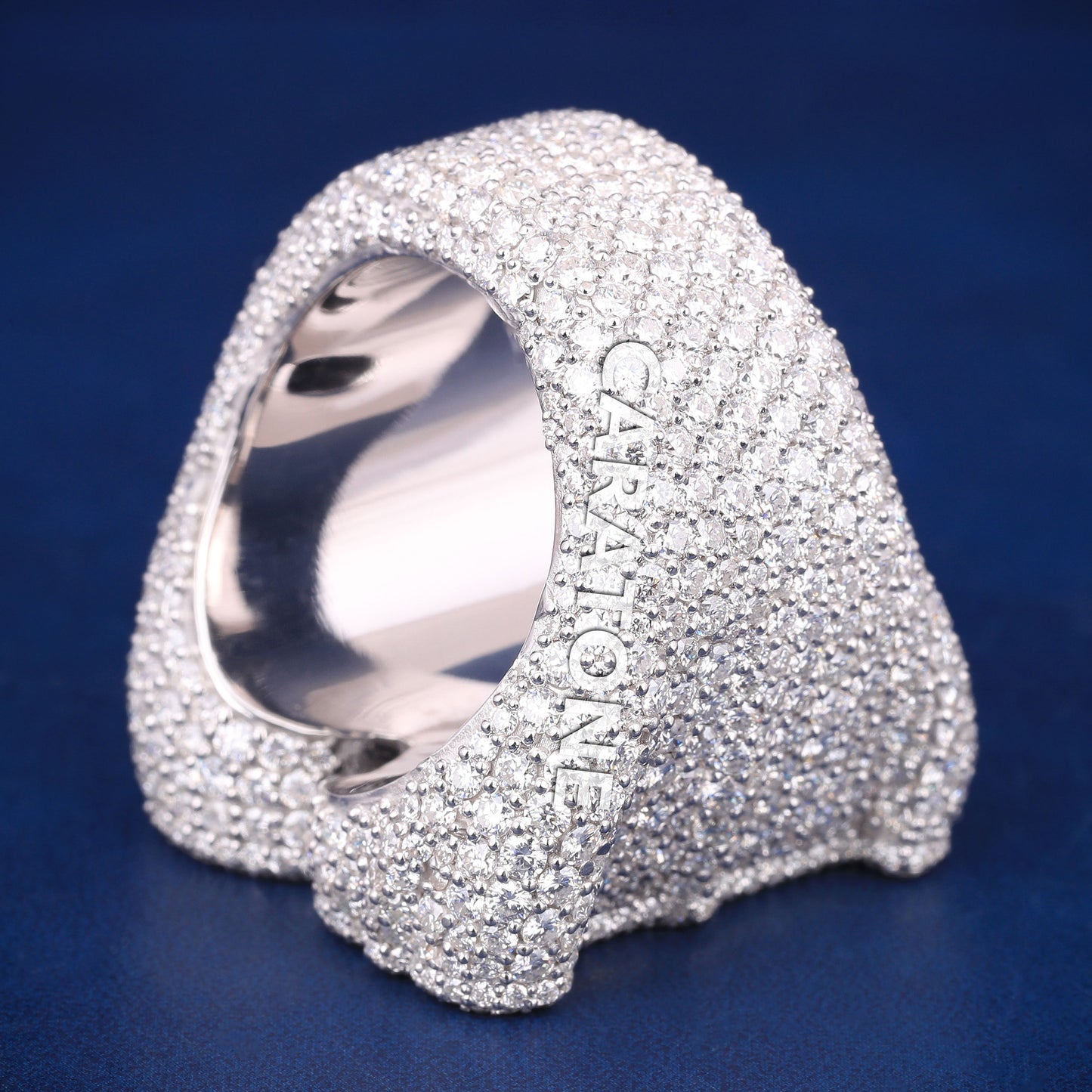 Hip hop customise R letter ring in silver D VVS diamonds