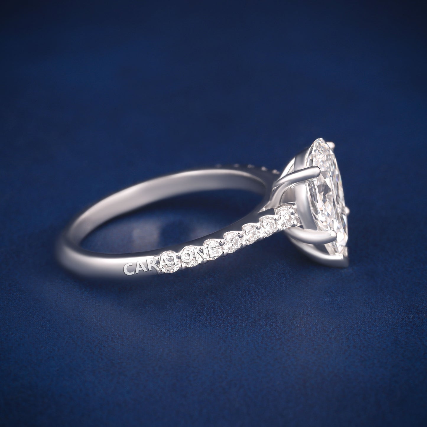 Fully Iced Pear Cut Diamond Ring for Women with Premium White Gold Band