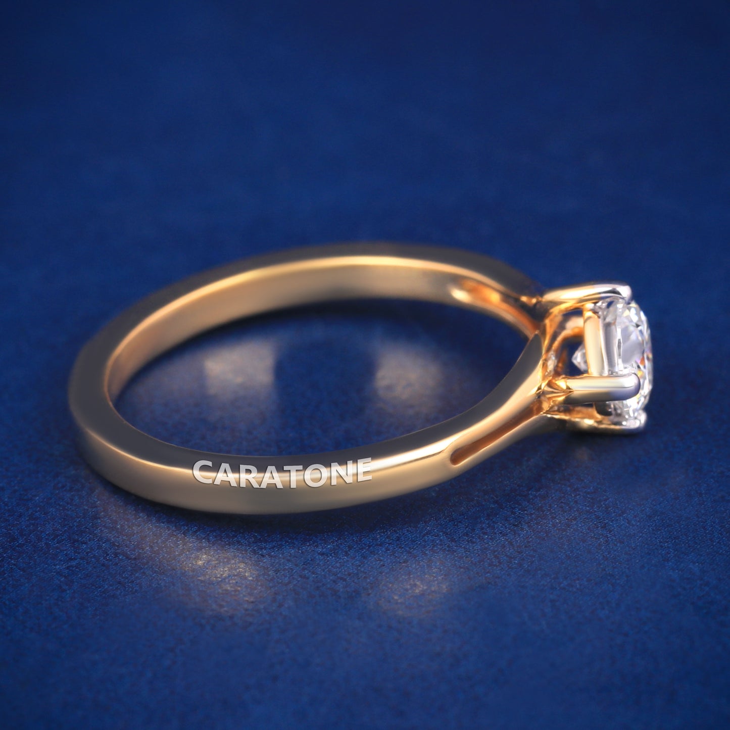 0.5 Ct Round Cut Yellow Gold Engagement Diamond Band Rings for Women with VVS Clarity