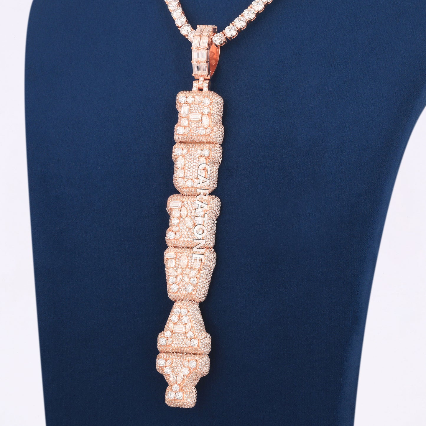 14KT Yellow Gold Tennis Neckalce With Custom Letter Pendant