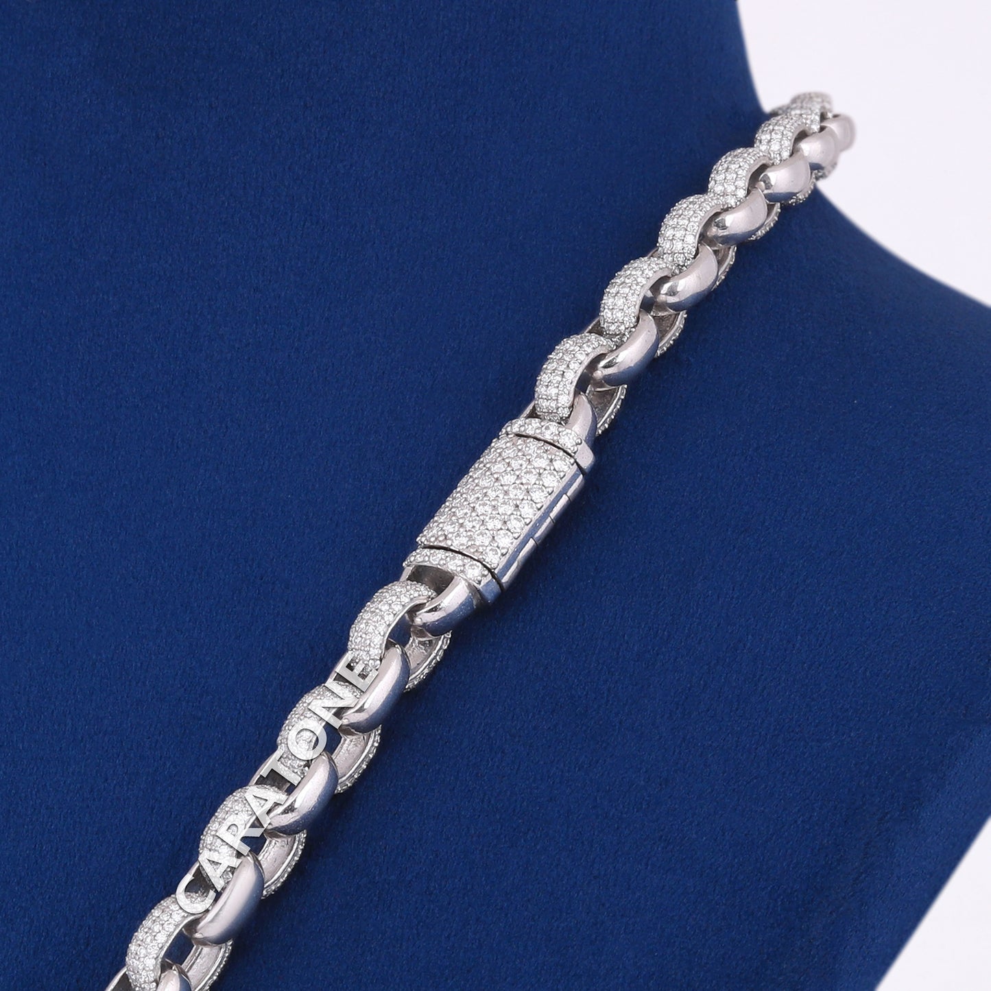 Hip Hop Diamond Chain Pendant Iced Out Star Diamond Pendant with Hermes Link Chain Fully Silver Customized Diamond Star Necklace