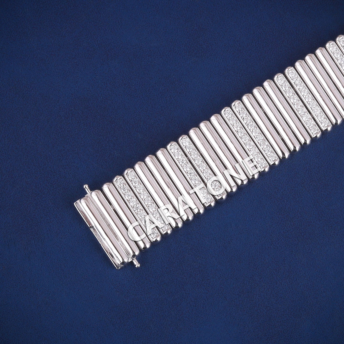 925 Sterling Silver Piaget Tradition Square Cuff Small Diamond Luxury Unisex Bracelet