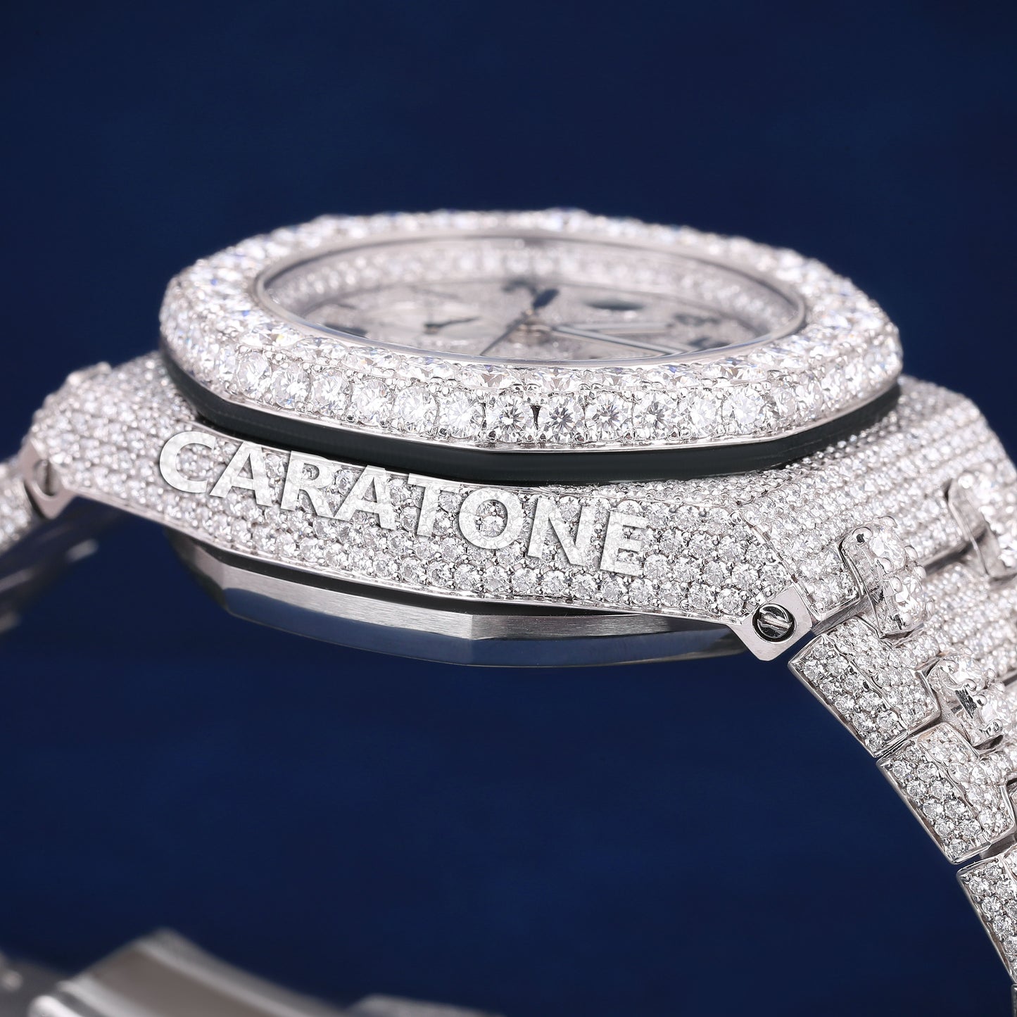 42mm Mens Iced Out Watch Real Diamonds Watch Royal Oak Kinds of Watches in Fully Silver Chronography Watch