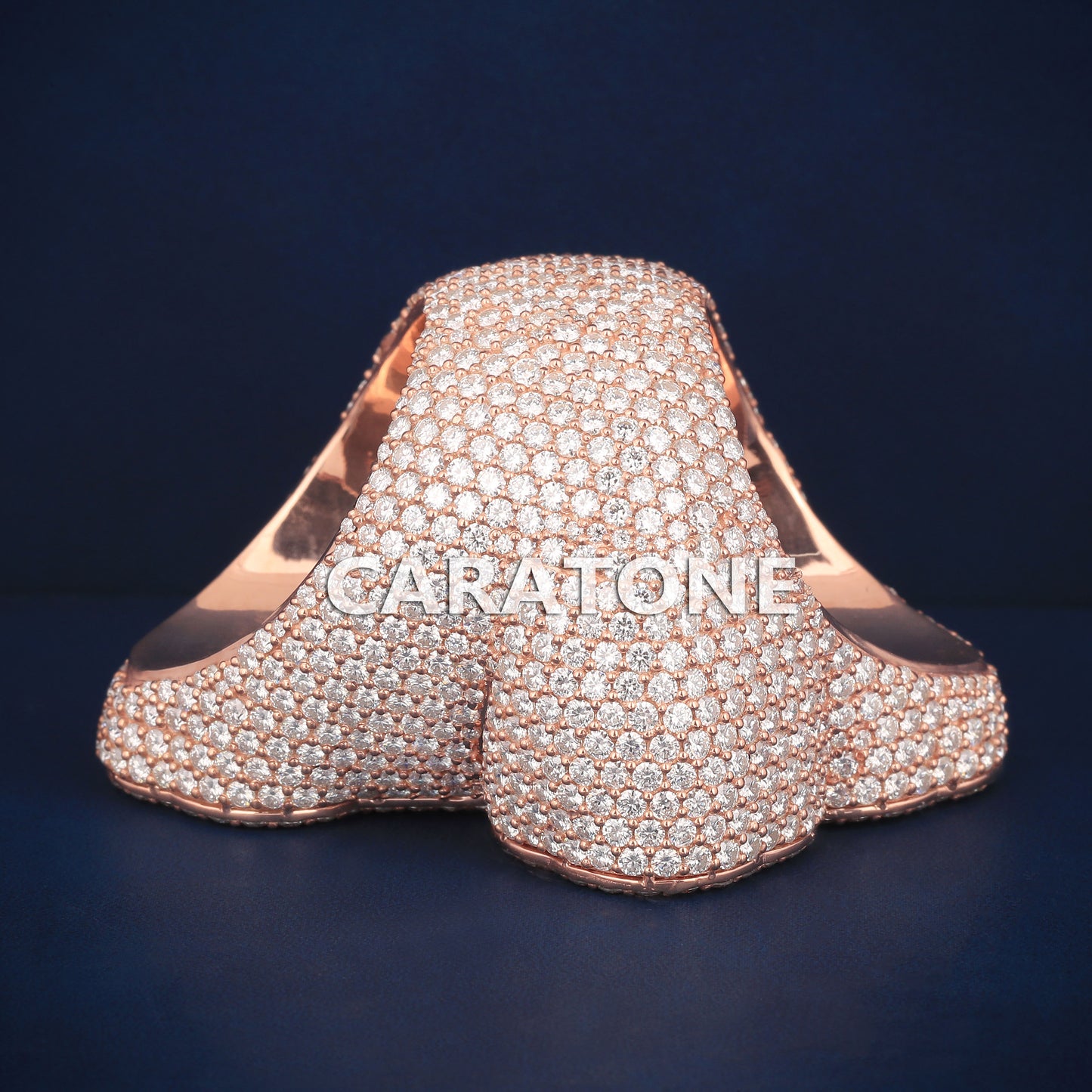 Customise hip hop cross diamond ring in rose gold d vvs clarity