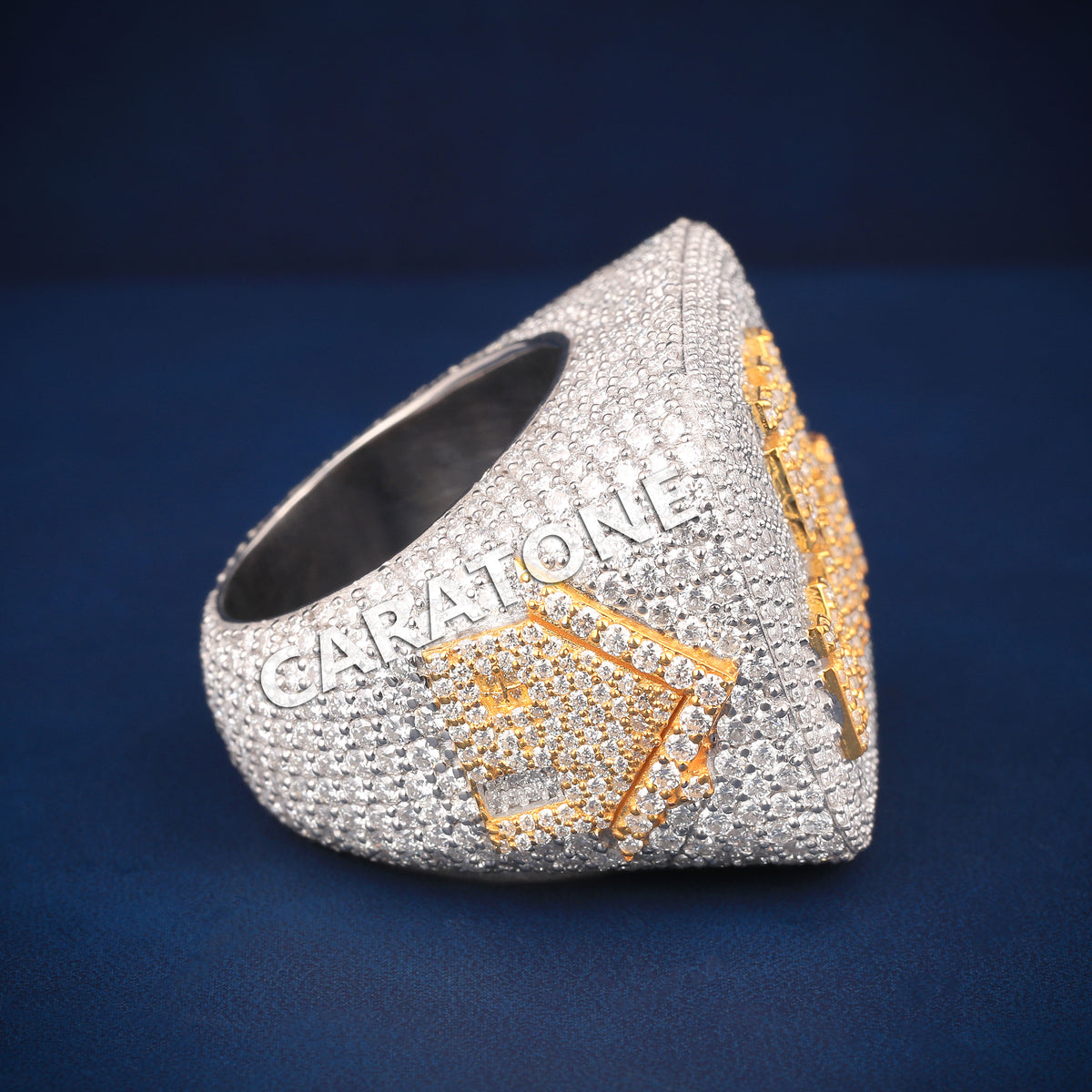 Custom Hip Hop DM DANNY Ring with 3D Lettering and Diamond-Studded Band