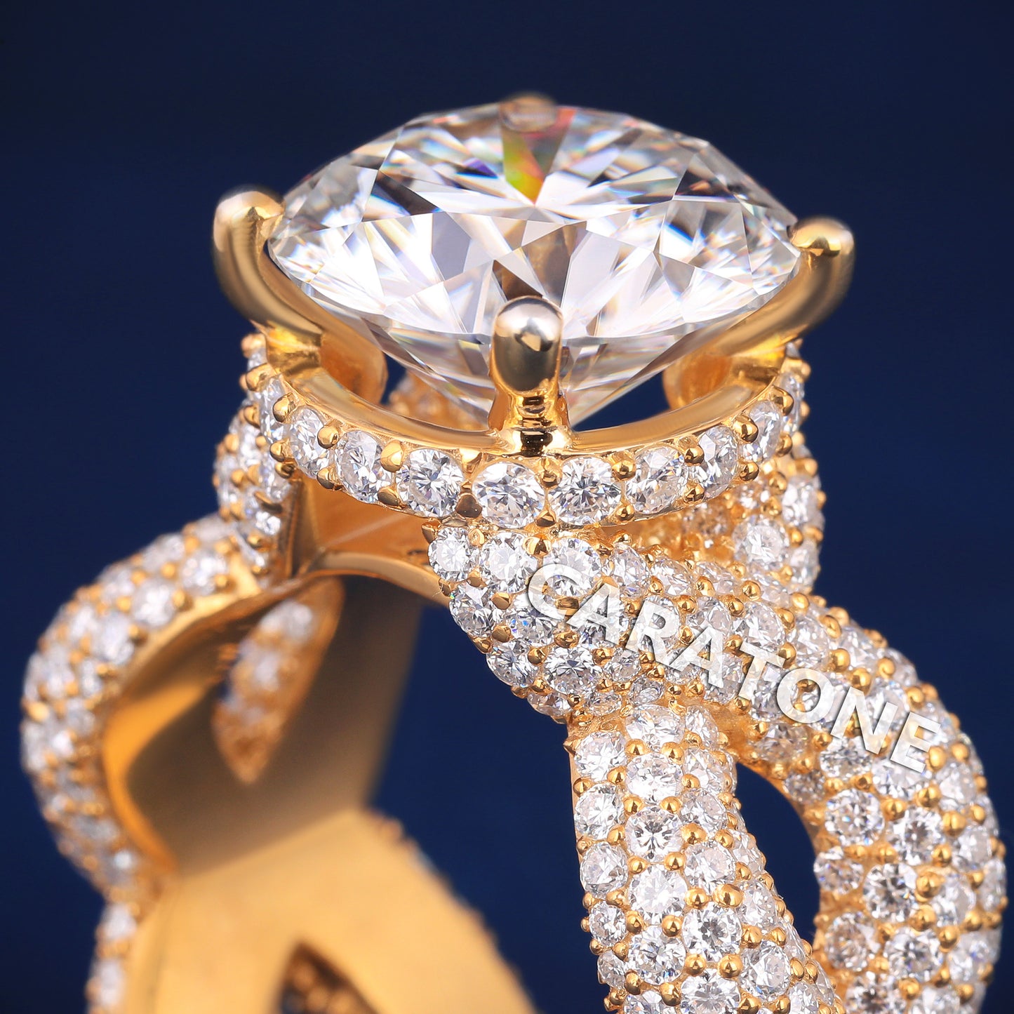 Full Iced Out Best Custom Engagement Rings in Mens Yellow Gold Diamond Ring for Luxury Big Diamond Rings for Men