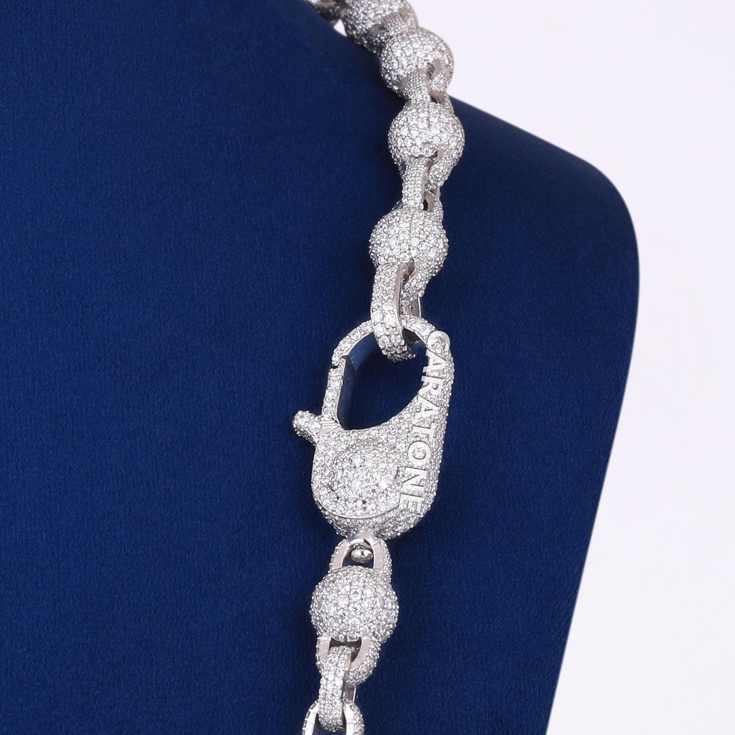 10mm 30 inch Iced Out VVS Moissanite Diamond Beads Ball Bubble Cuban Link Chain Necklace for Mens