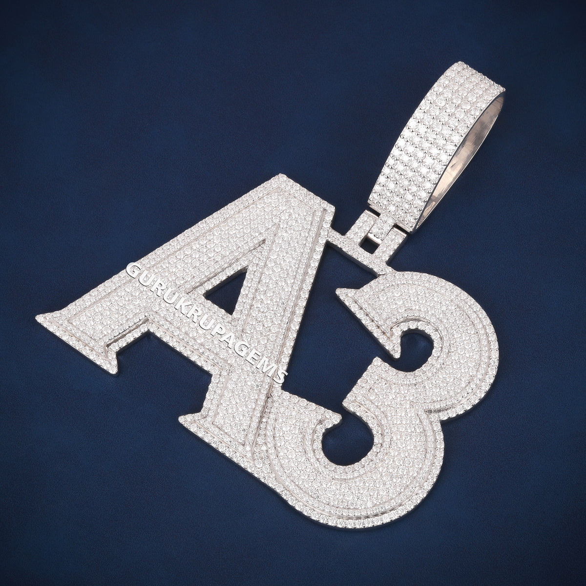 Custom Iced Out A3 Initial Hip Hop Pendant with Lab Grown Diamonds