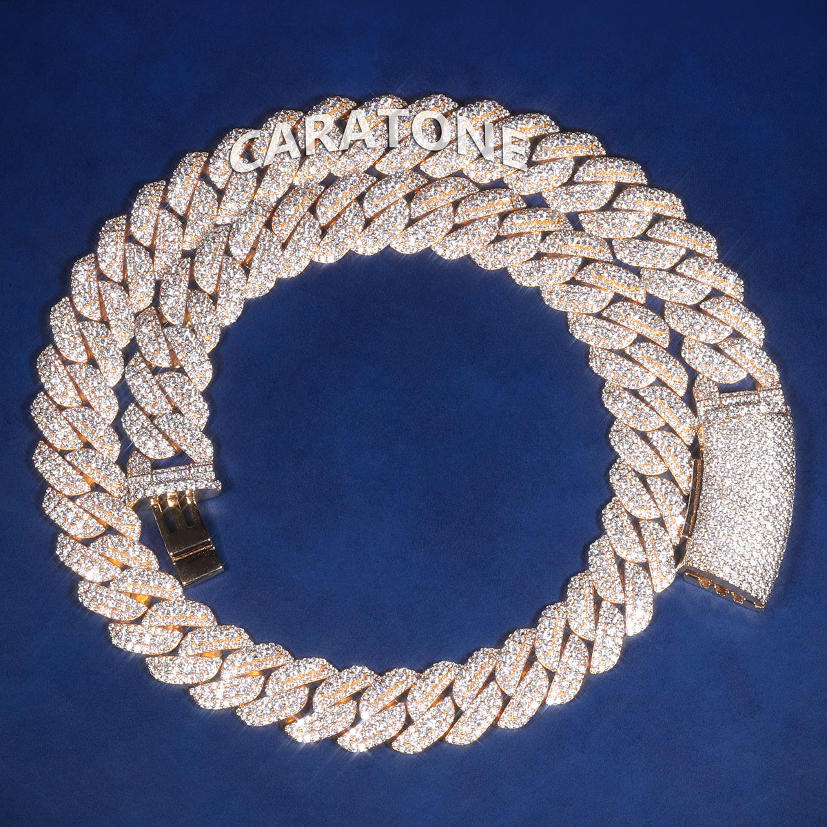 24 Inch 10 MM Custom Iced-Out Cuban Chain Yellow Gold Tone
