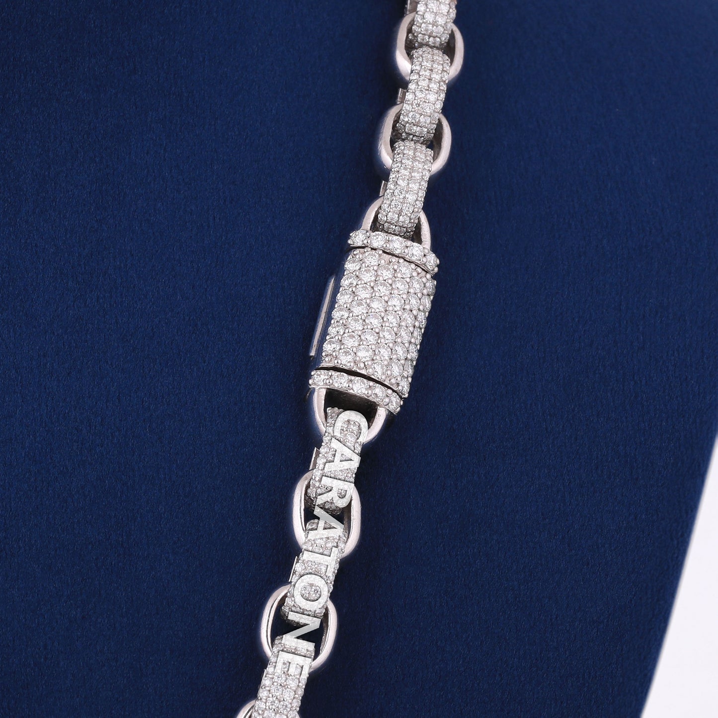 Big Heavy 925 Sterling Silver Belcher Chain Iced Out Round Diamond Link Necklace 20 Inch 3.5mm Gold Hermes Diamond Chain