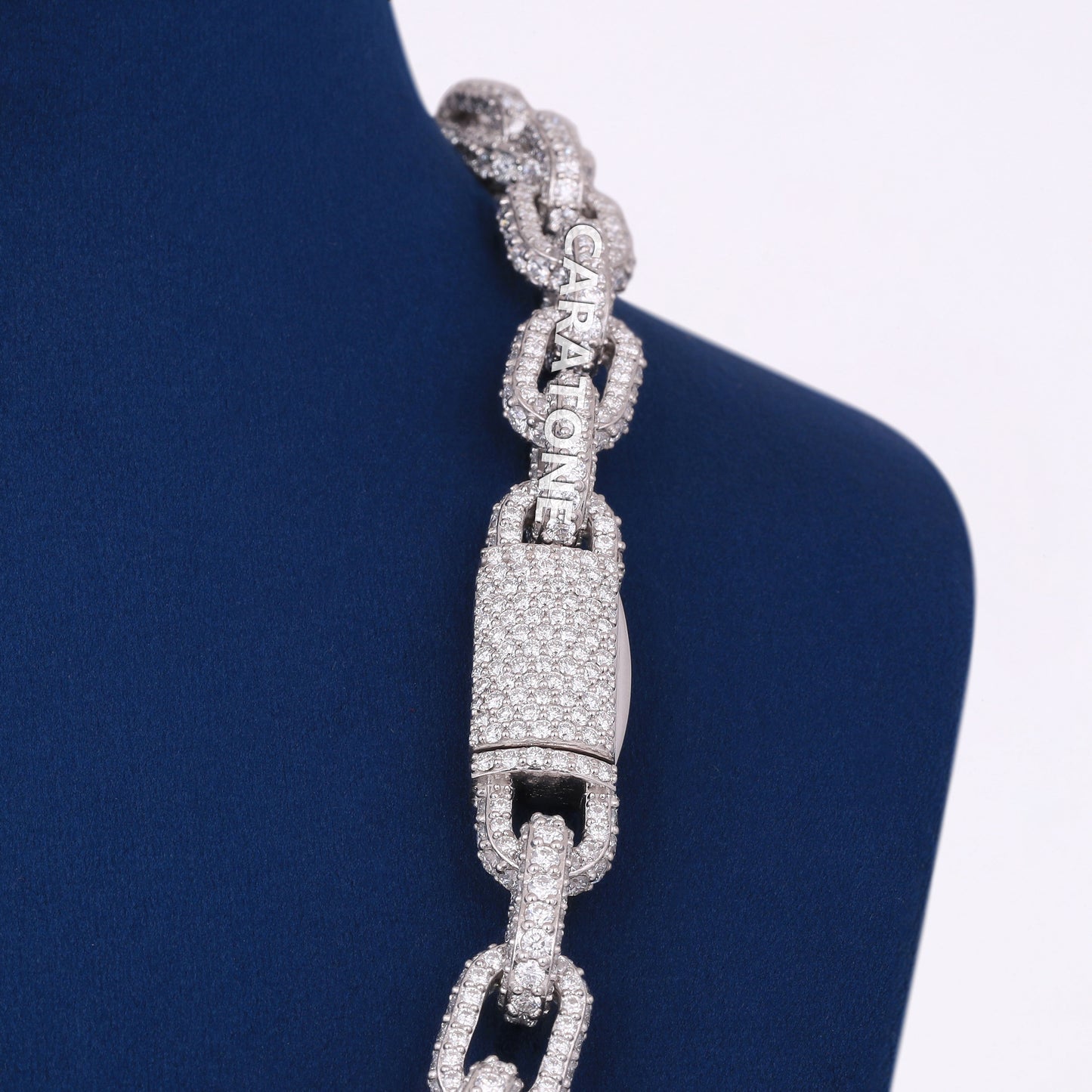 14k White Gold Mens Hermes Link Chain 12mm in Iced Out VVS Diamonds 20 inch Rappers Custom Ice Necklace