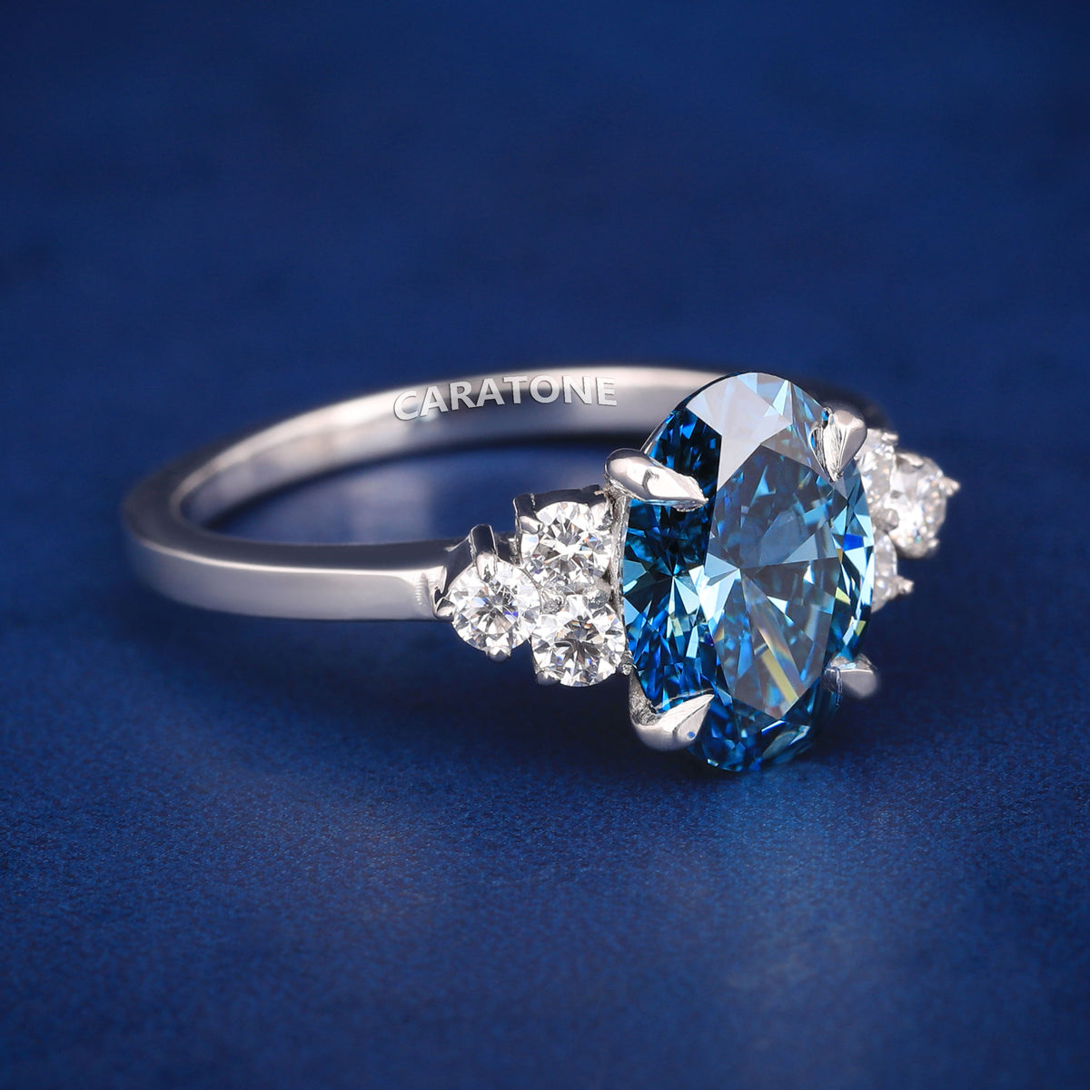 Unique Luxury Blue Gemstone Ring with Sparkling Diamond Details
