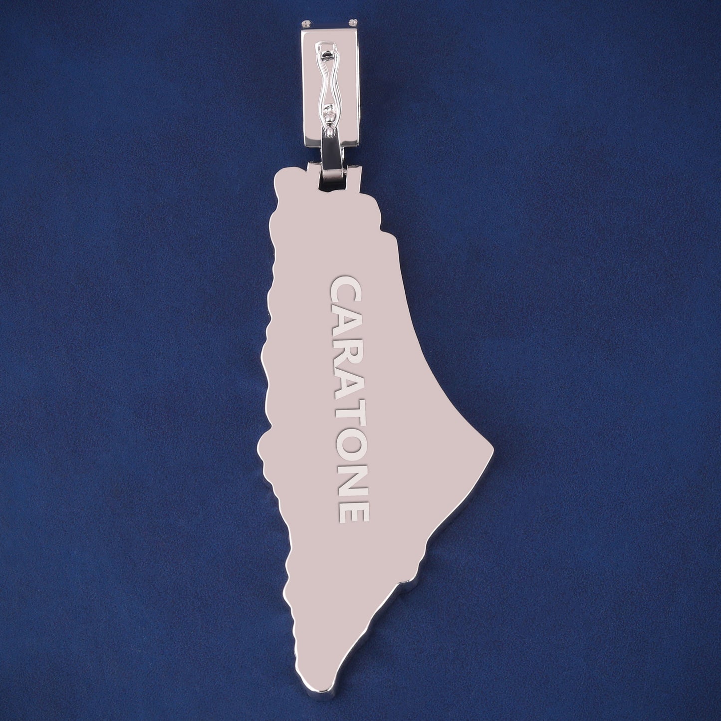 Real 925 Sterling Silver Palestine Map Pendant Necklace in Fully White Iced Out Baguette Diamond Mens Custom Silver Pendants