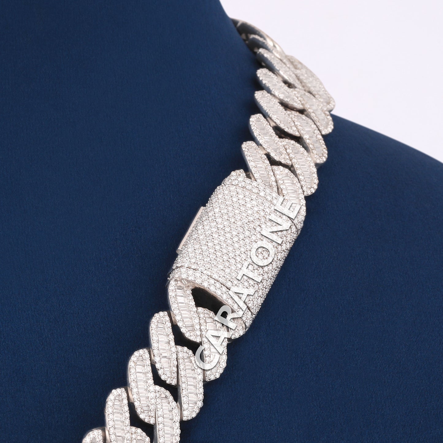 Fully Iced Out Lab Diamond Chain With Pendant In 925 Sterling Silver