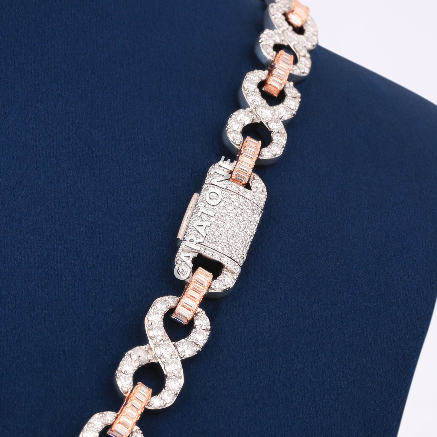 Full Iced Infinity Link Style Chain With Custom Letter Pendant In 925 Sterling Silver