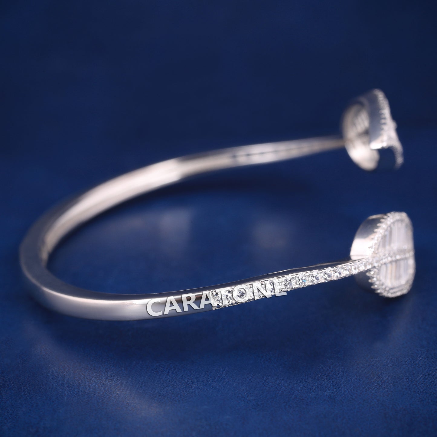 Buy Luxurious Custom White Gold Leaf Bangle Bracelet with Baguette and Round cut Diamonds Wedding Gift Bracelet for Her