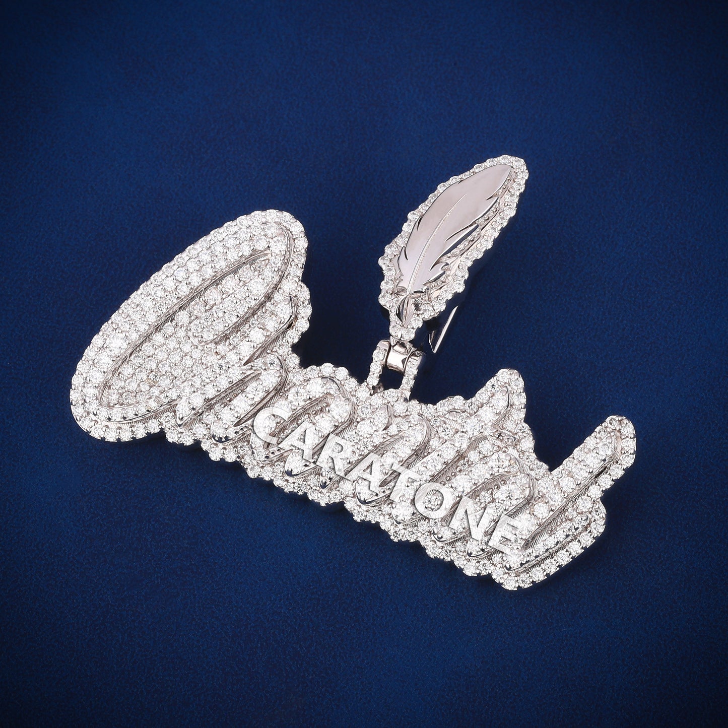 14kt white gold lab diamond pendant for men