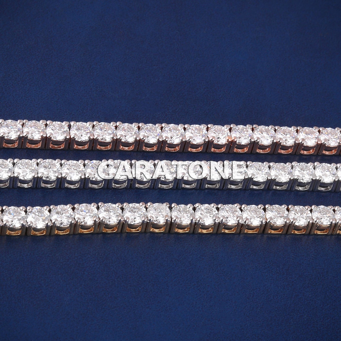 8 inch 4mm Custom 3 Tone Diamond Tennis Bracelets in Real Iced Out Diamond Tennis Bracelet Unisex