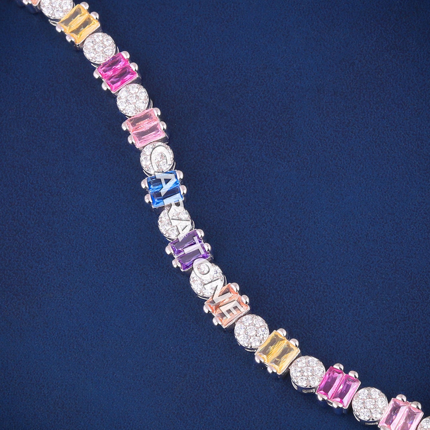 Buy Rainbow Sapphire Tennis Bracelets 925 Silver Multicolor Diamond Bracelet Iced Out Customized Bracelets