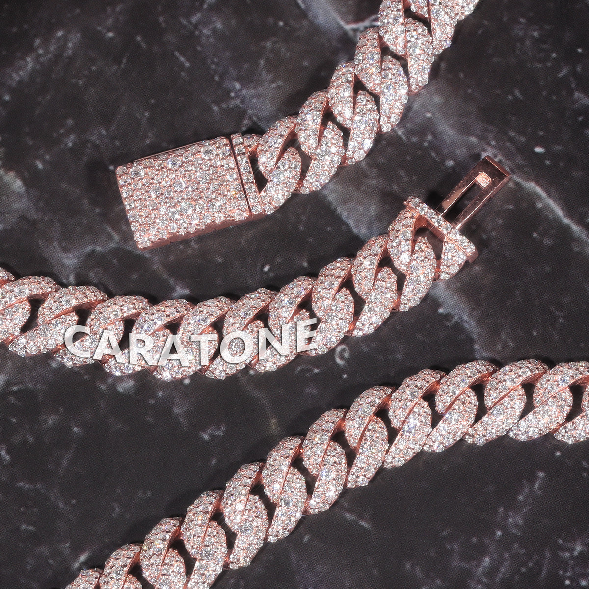 22 Inch 10 MM ustom Iced-Out Cuban Link Chain Rose Gold Finish Signature Letter Detailing
