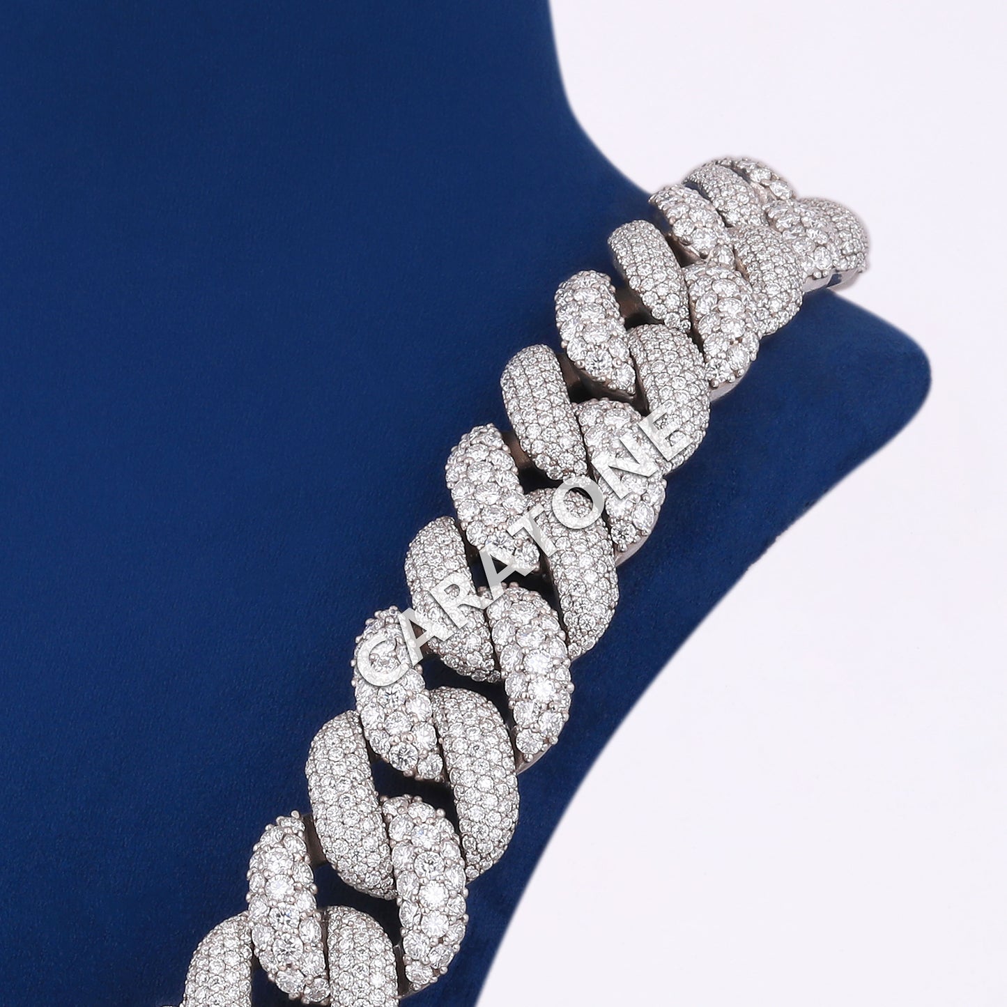 28 Inch 30mm Mosaic Setting Diamond Custom Rapper Mens Cuban Link Chains in Silver Iced Out Luxury Chains