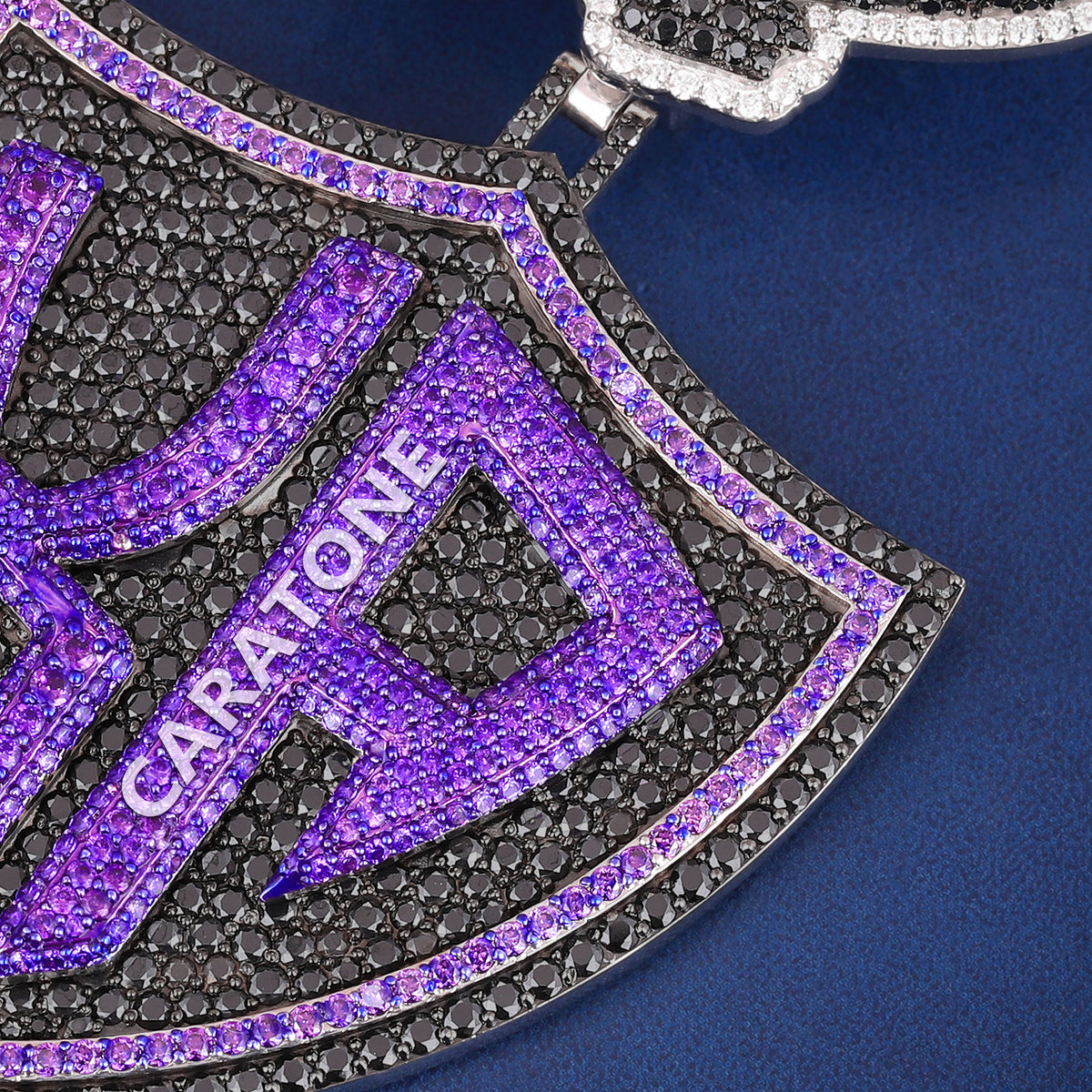 High Quality Luxury Custom Letter Pendant With Black And Purple Labgrown Diamond, Exclusive Shield Design And Stylish Hip Hop Look
